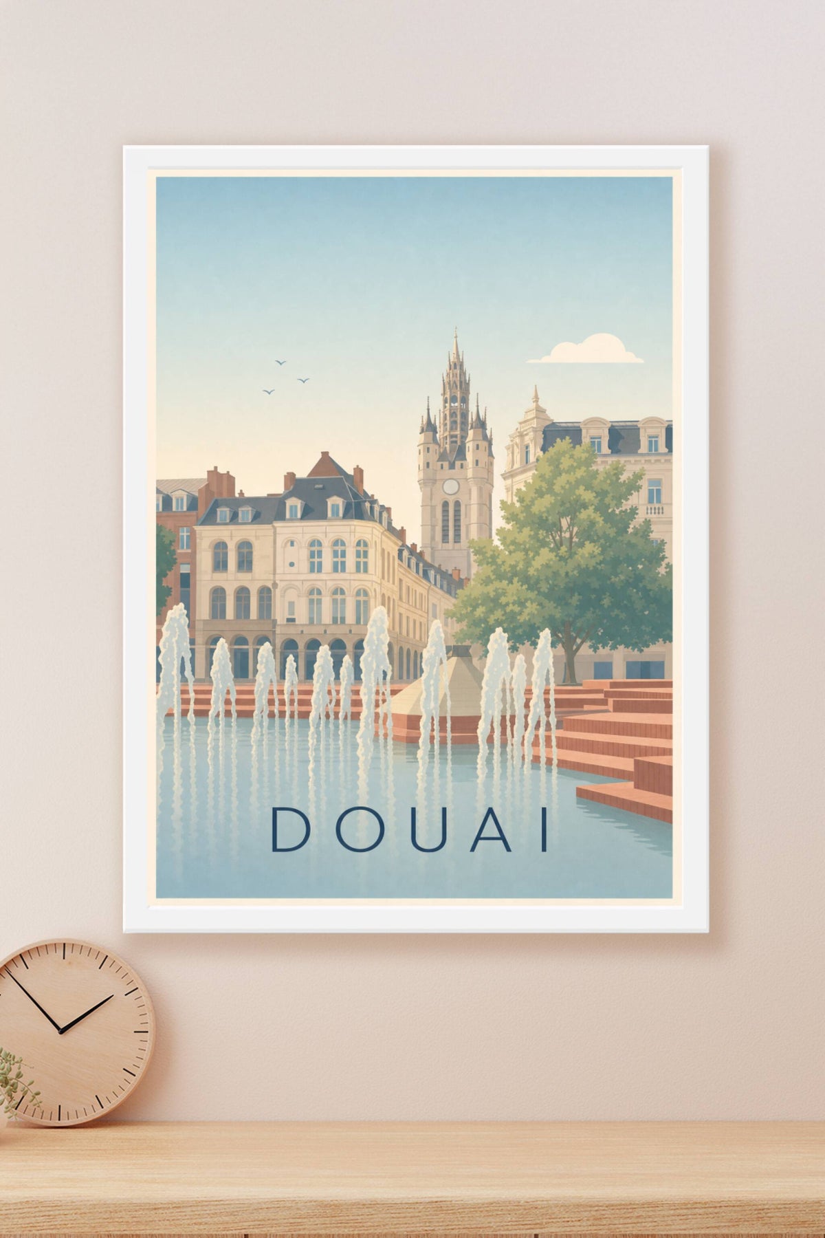 Affiche de Douai, poster illustré du Beffroi
