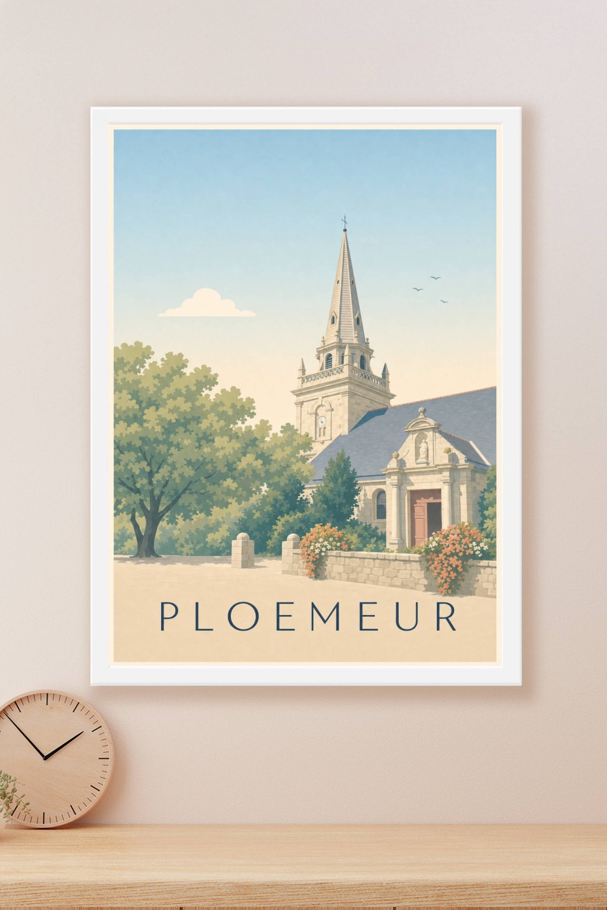 Affiche de Ploemeur, poster église et clocher