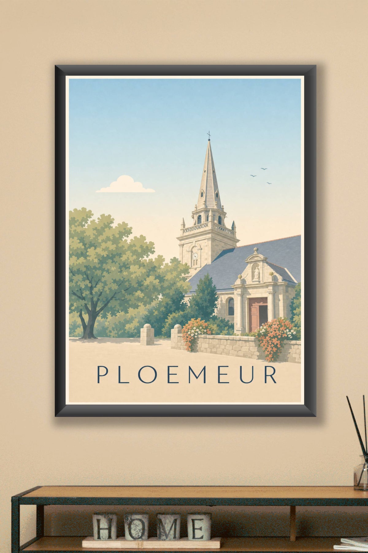 Affiche de Ploemeur, poster église et clocher
