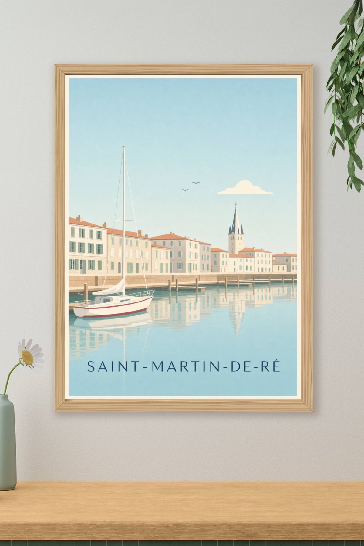 Affiche de Saint-Martin-de-Ré, poster du port et clocher