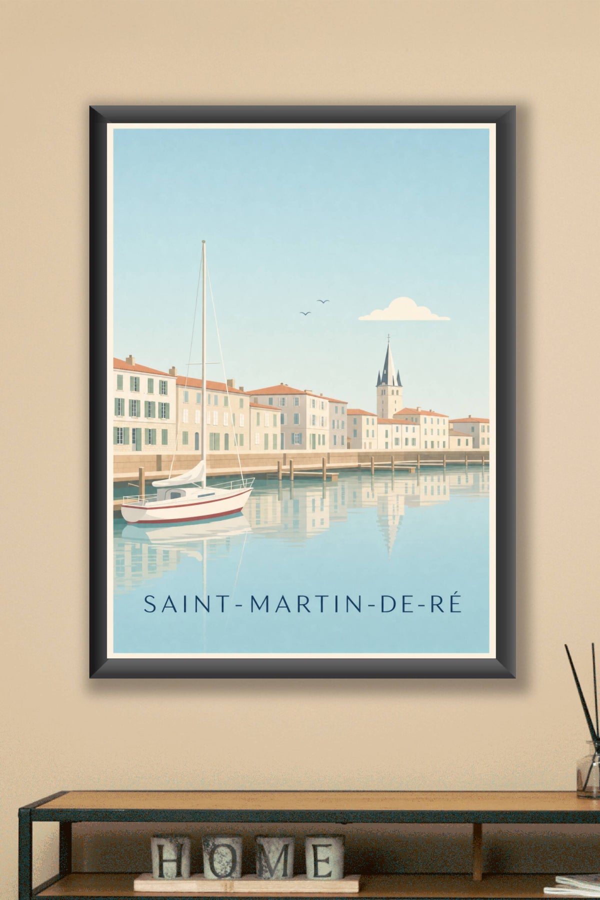 Affiche de Saint-Martin-de-Ré, poster du port et clocher