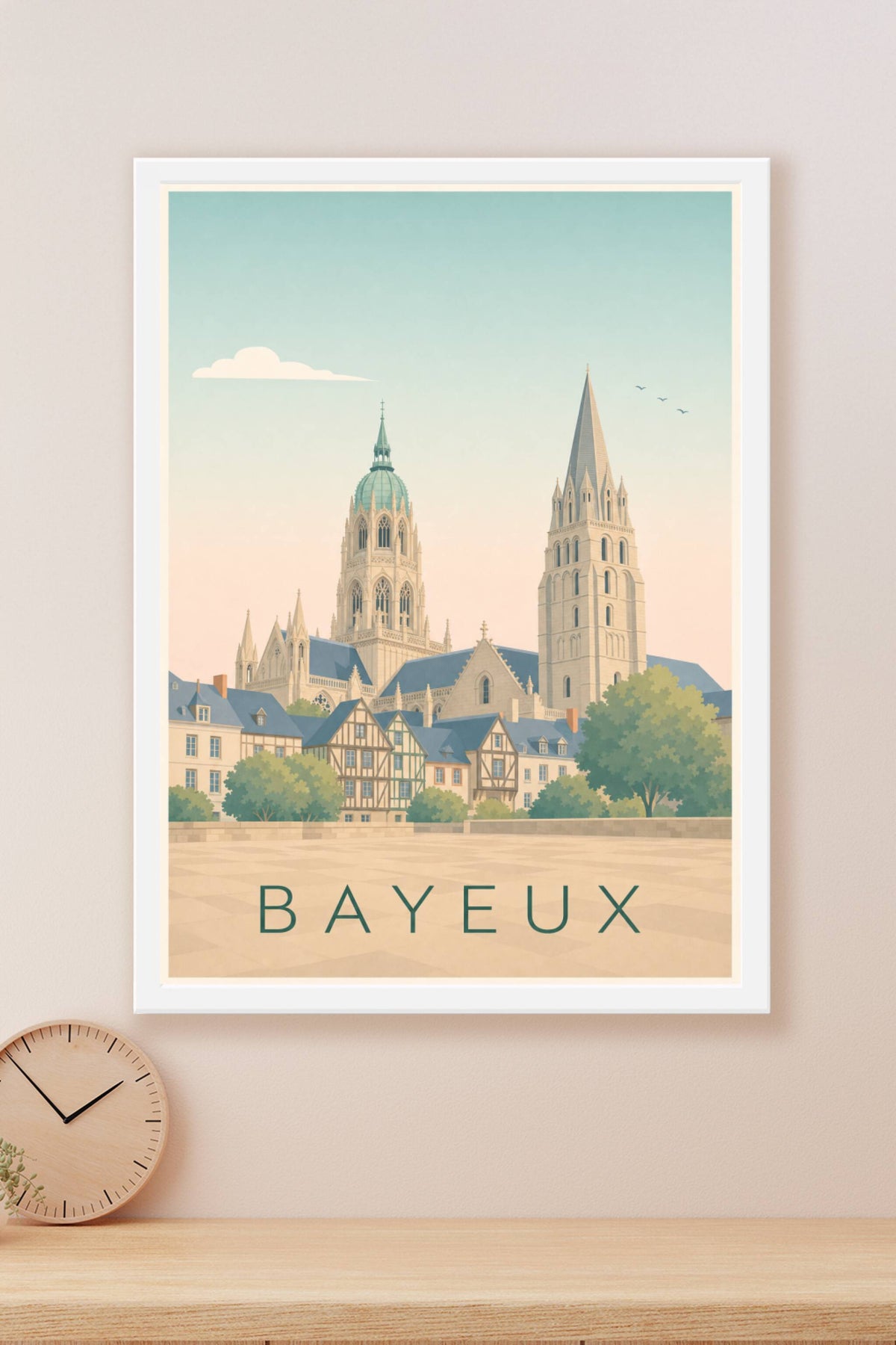 Affiche de Bayeux, poster maisons à colombages