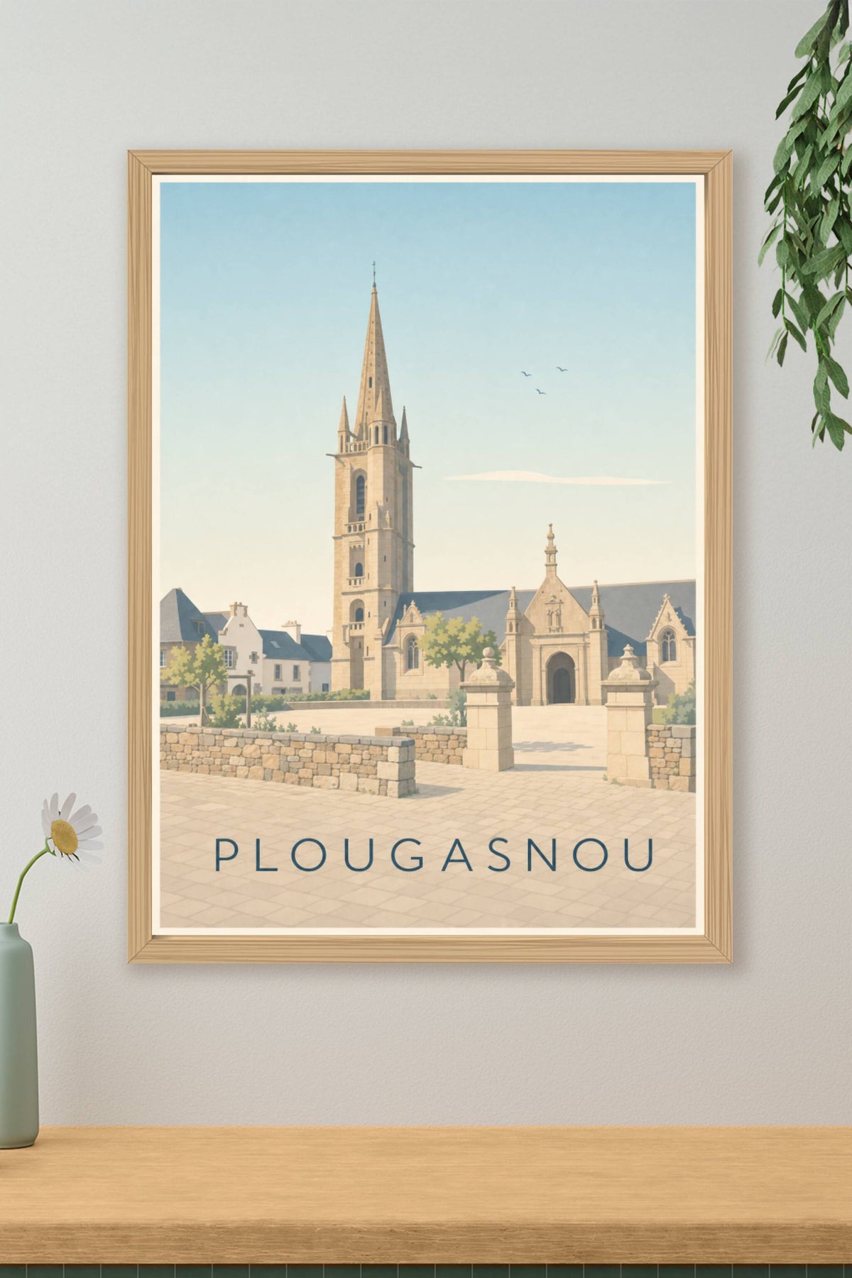 Affiche de Plougasnou, poster clocher breton