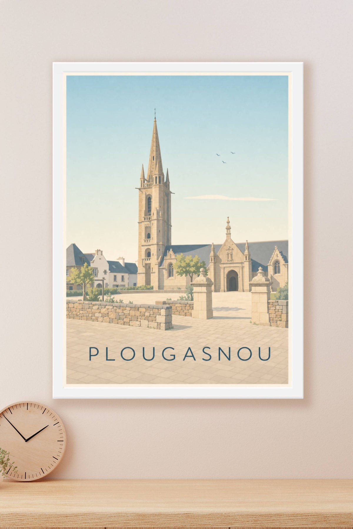 Affiche de Plougasnou, poster clocher breton