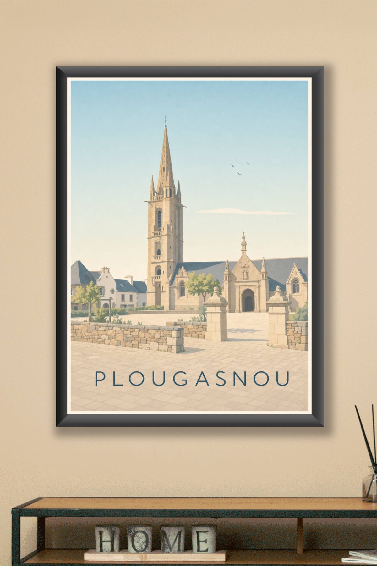 Affiche de Plougasnou, poster clocher breton