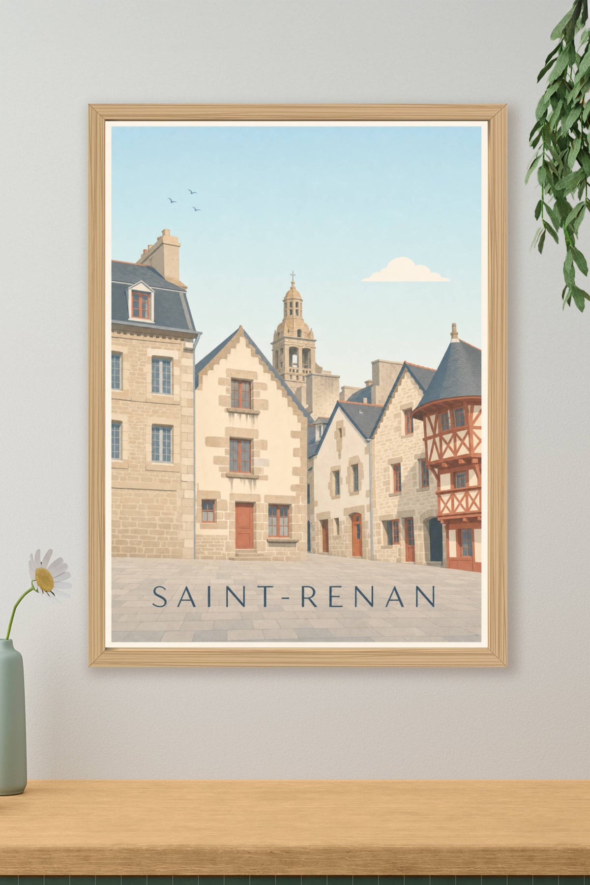 Affiche de Saint-Renan, maisons à pans de bois