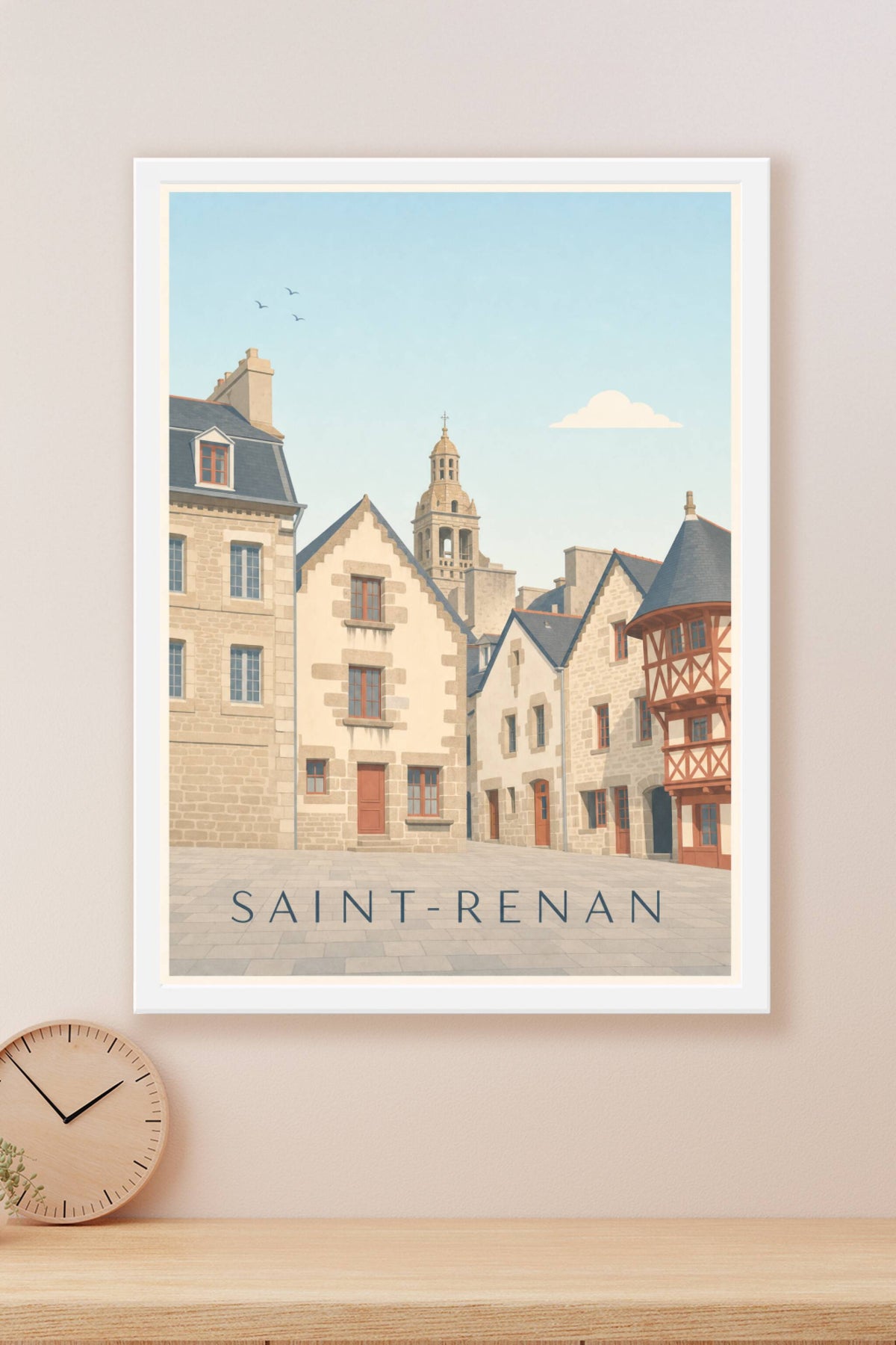 Affiche de Saint-Renan, maisons à pans de bois