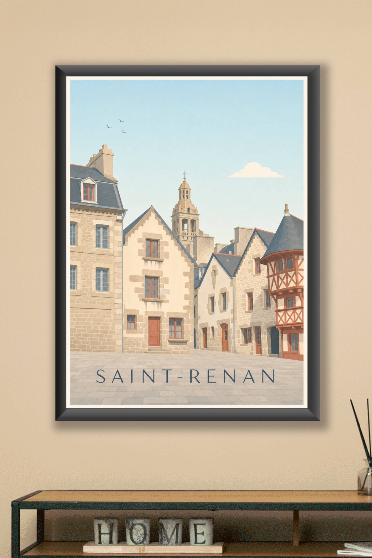 Affiche de Saint-Renan, maisons à pans de bois