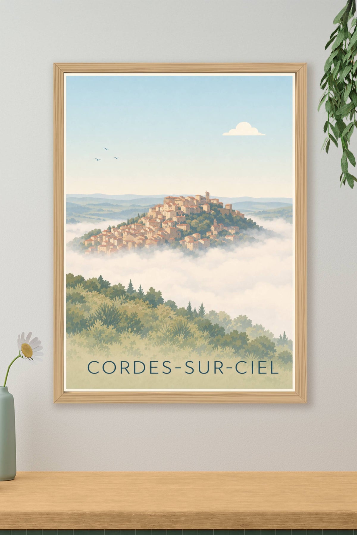 Poster de Cordes-sur-Ciel, village perché et nuages