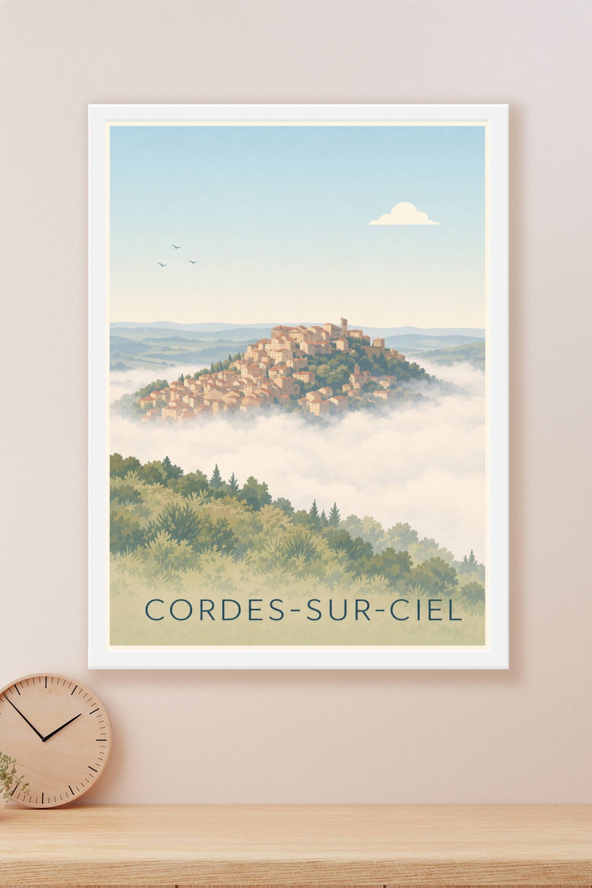 Poster de Cordes-sur-Ciel, village perché et nuages