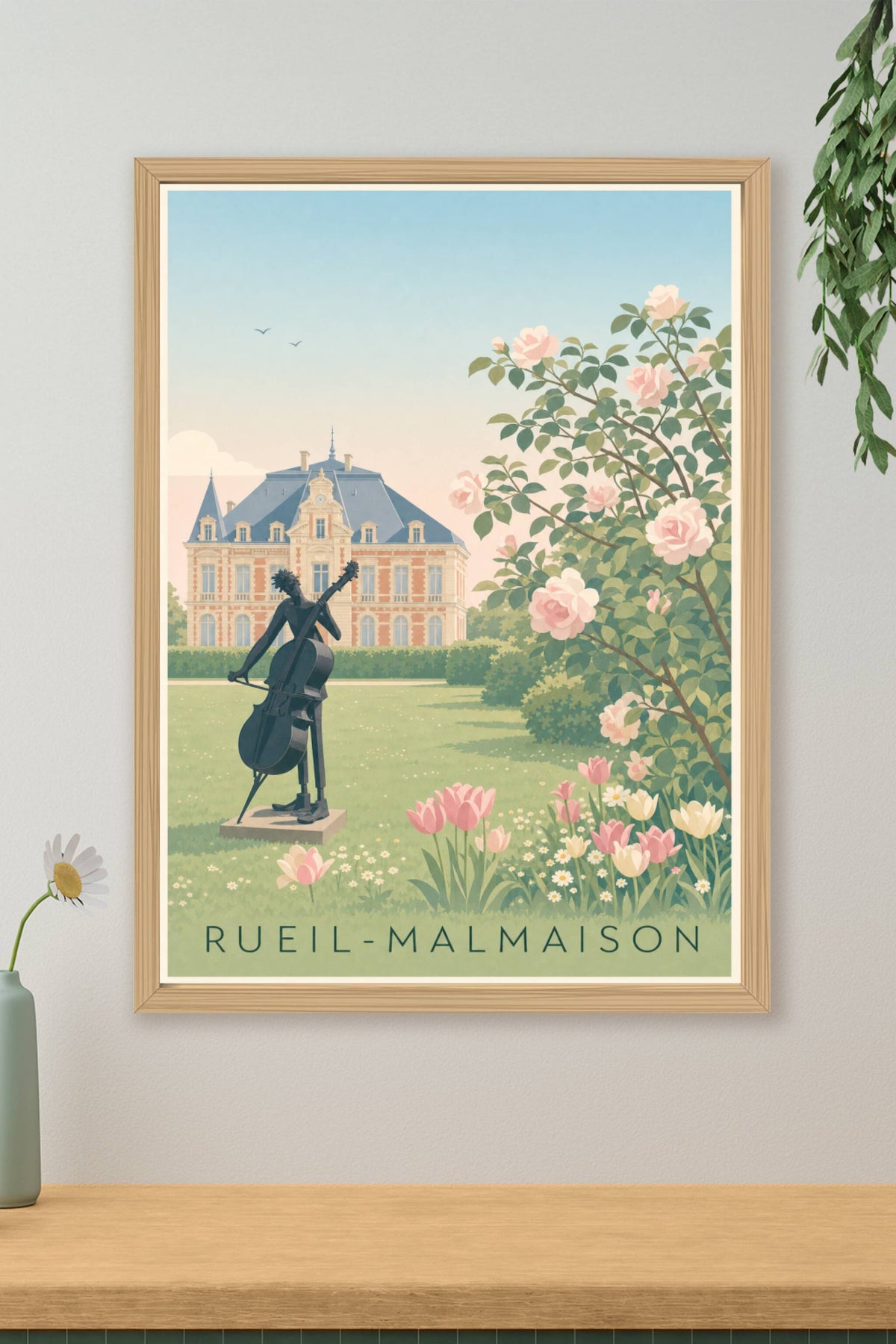 Affiche de Rueil-Malmaison, poster château et roses