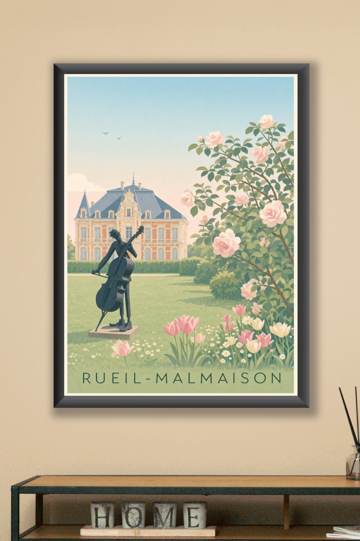 Affiche de Rueil-Malmaison, poster château et roses