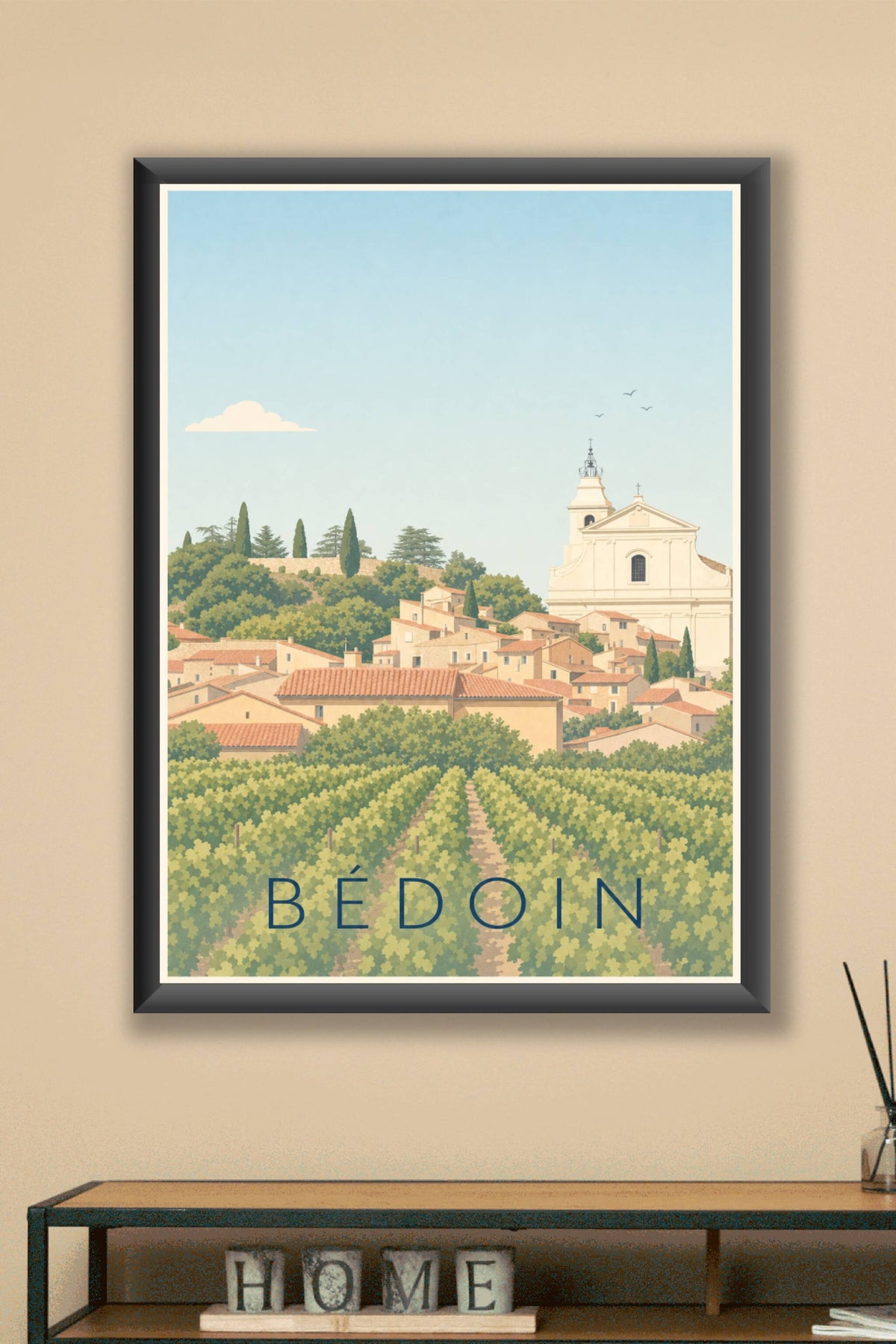 Affiche de Bédoin, poster village de Provence