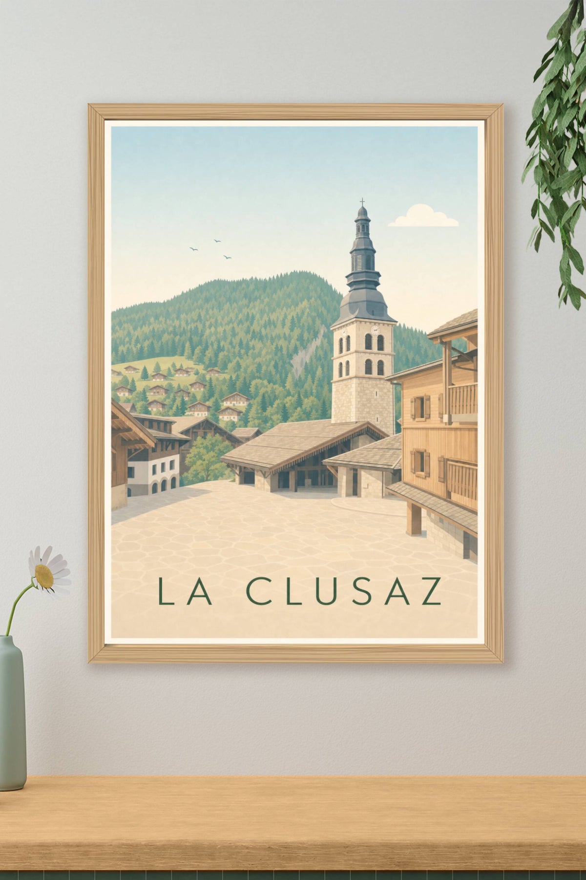 Affiche de La Clusaz, poster village de montagne