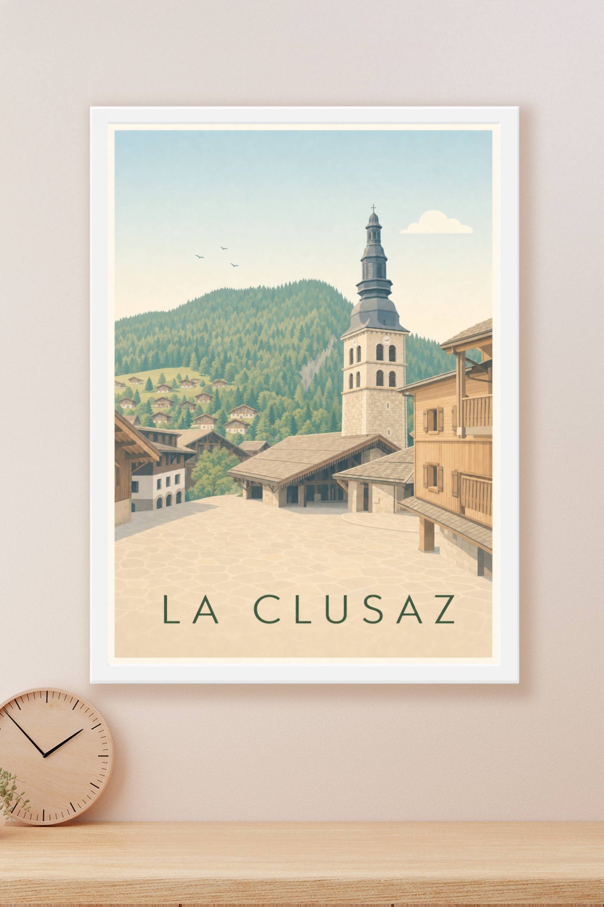 Affiche de La Clusaz, poster village de montagne
