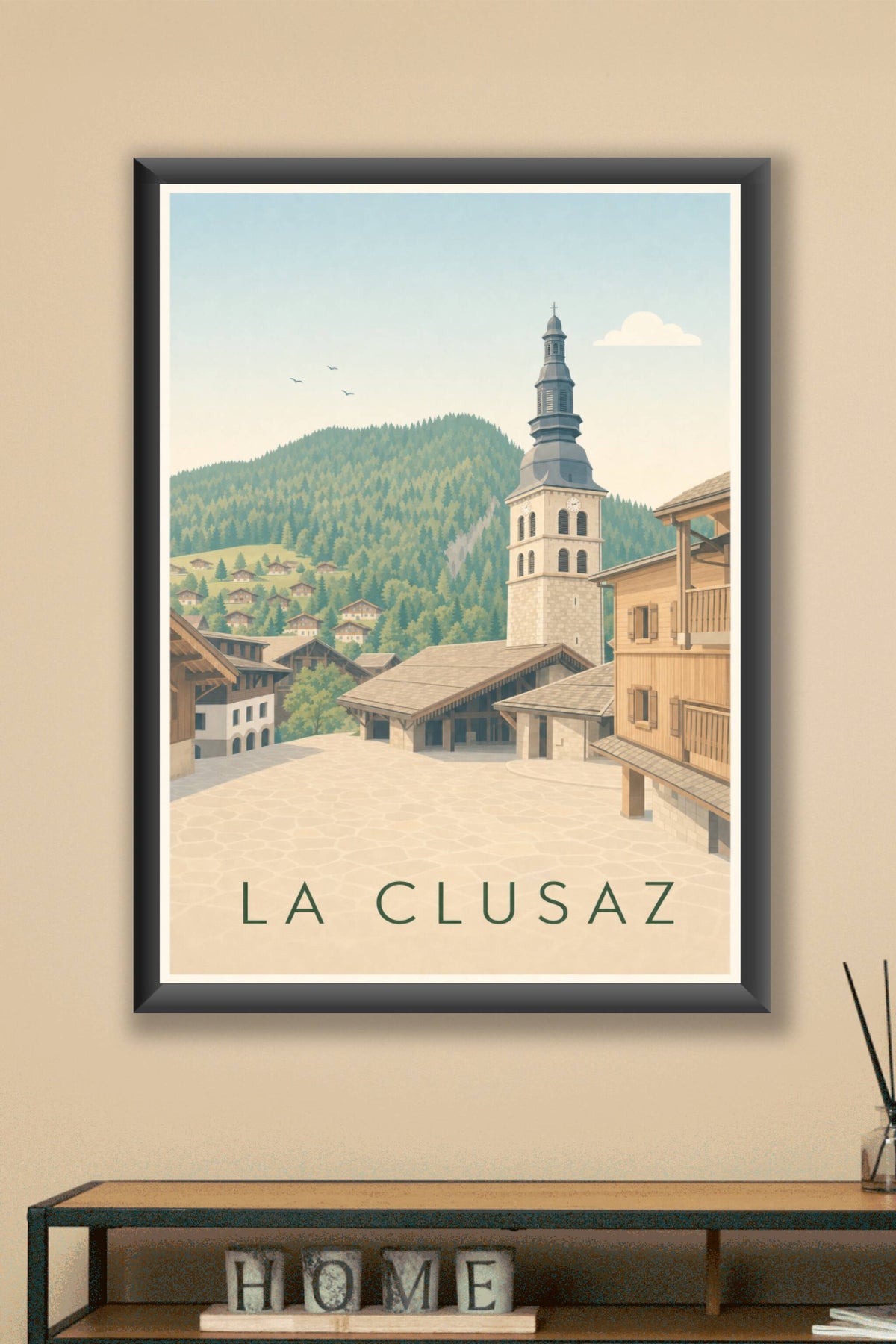 Affiche de La Clusaz, poster village de montagne