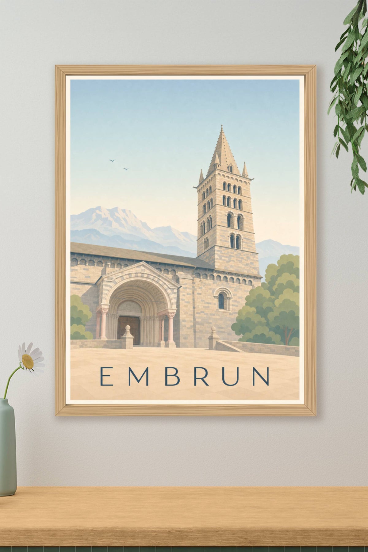 Affiche d'Embrun, poster de la cathédrale des Alpes