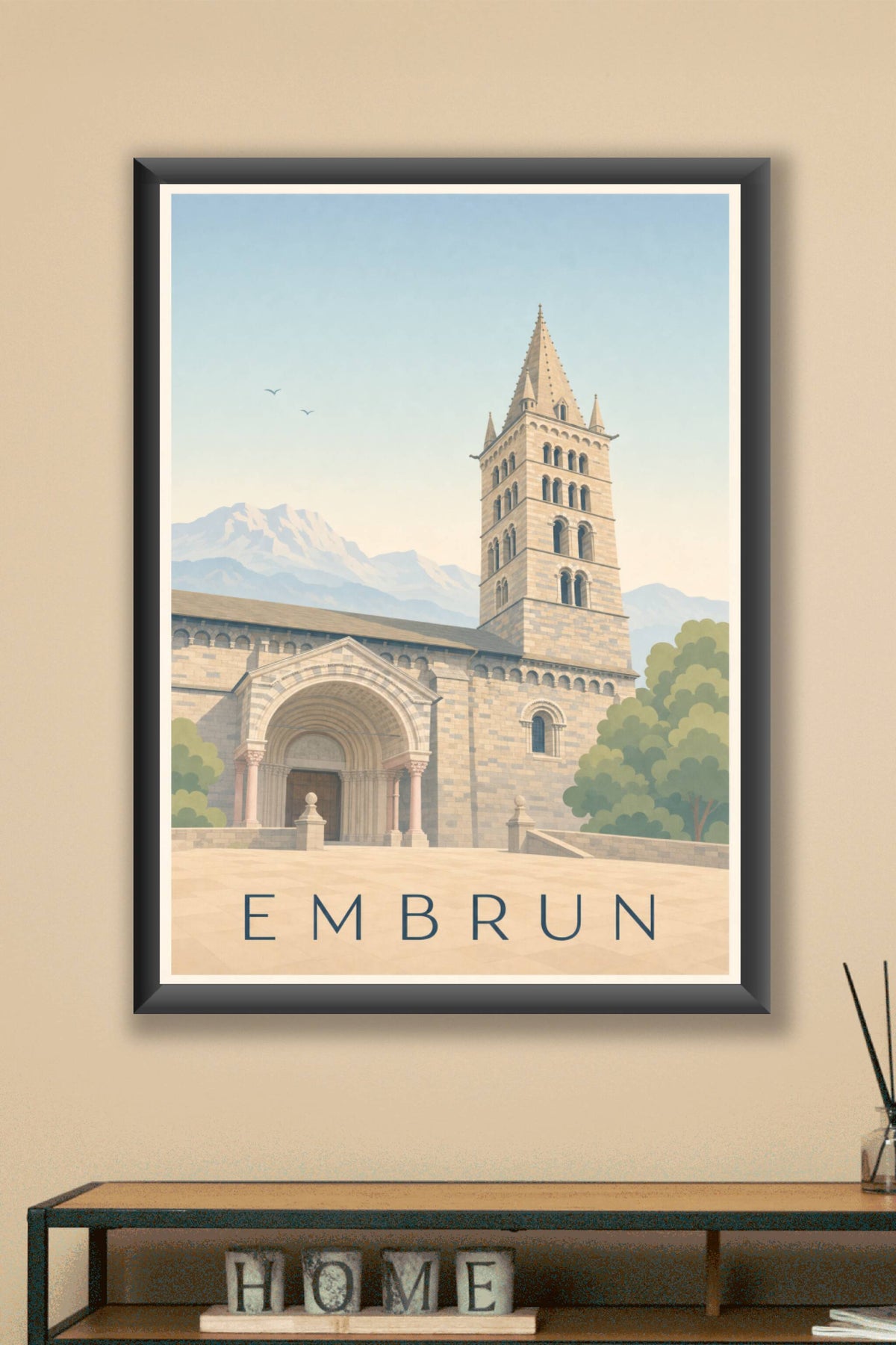 Affiche d'Embrun, poster de la cathédrale des Alpes