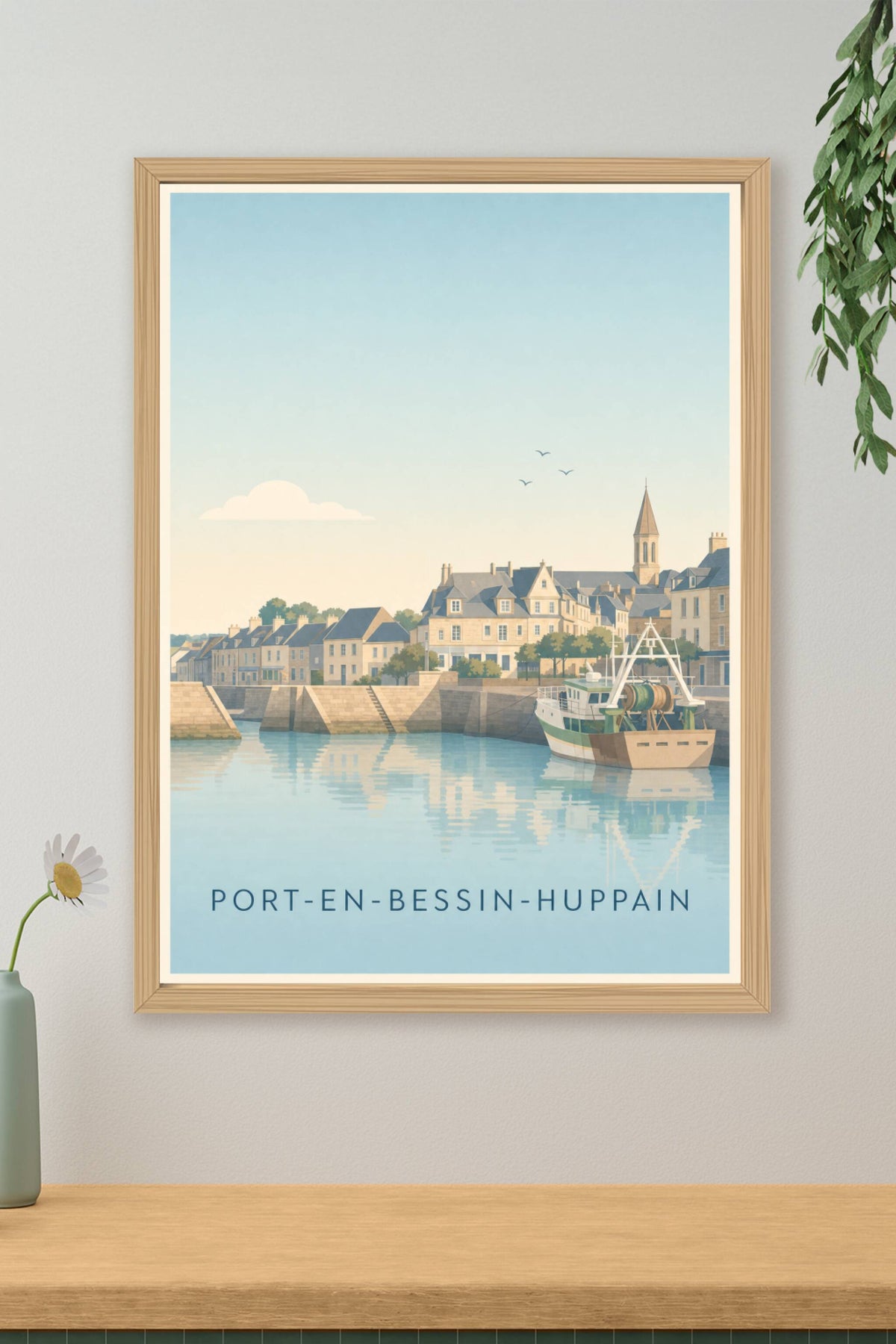 Affiche de Port-en-Bessin-Huppain, poster bateau de pêche