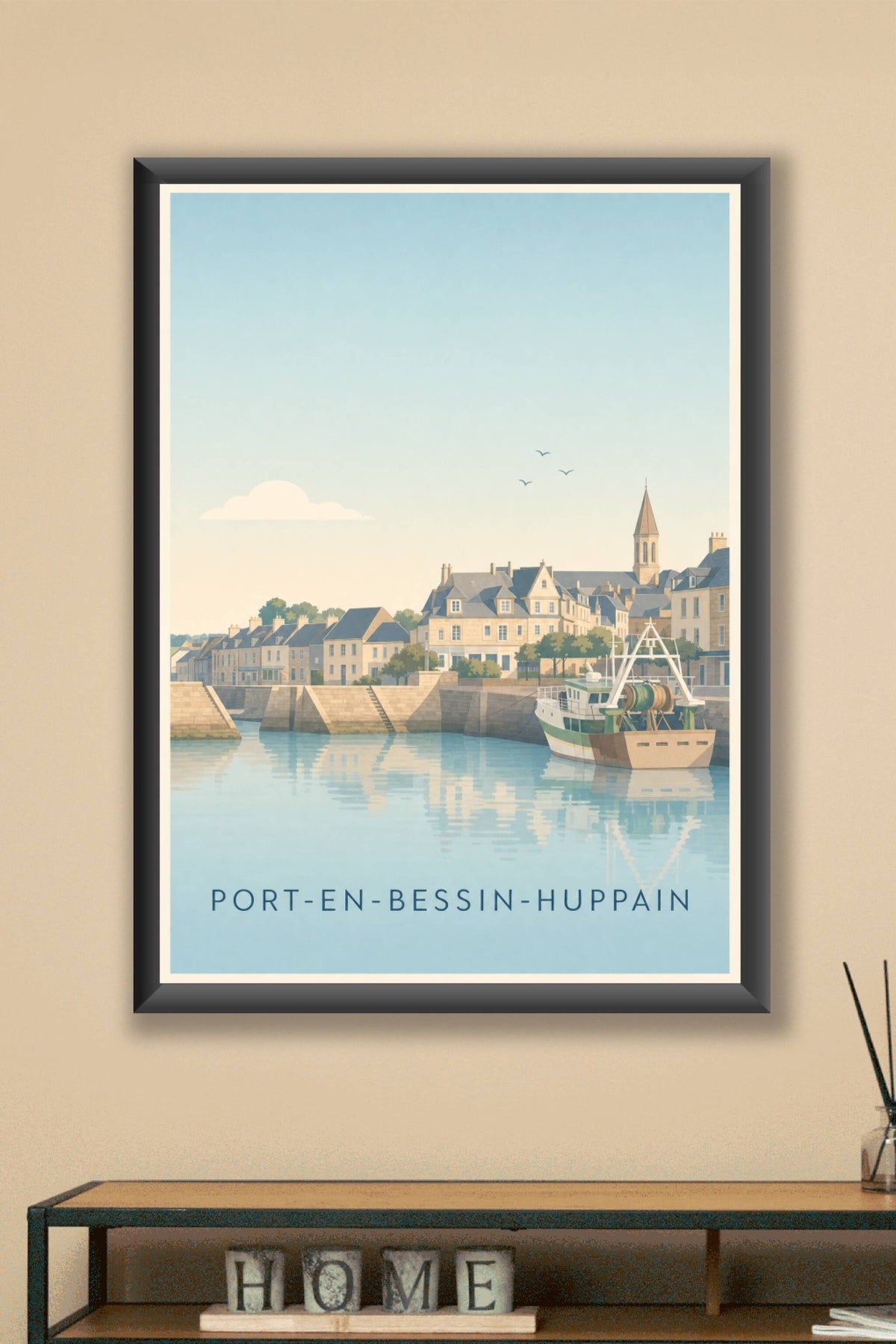 Affiche de Port-en-Bessin-Huppain, poster bateau de pêche