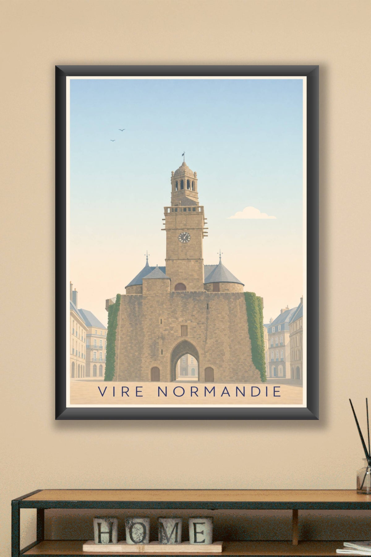 Affiche de Vire Normandie, poster Porte Horloge