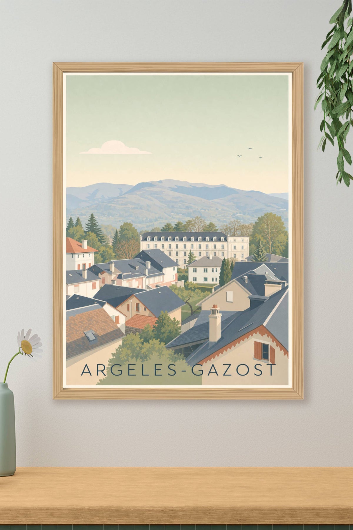 Affiche d'Argelès-Gazost, poster panorama Pyrénées