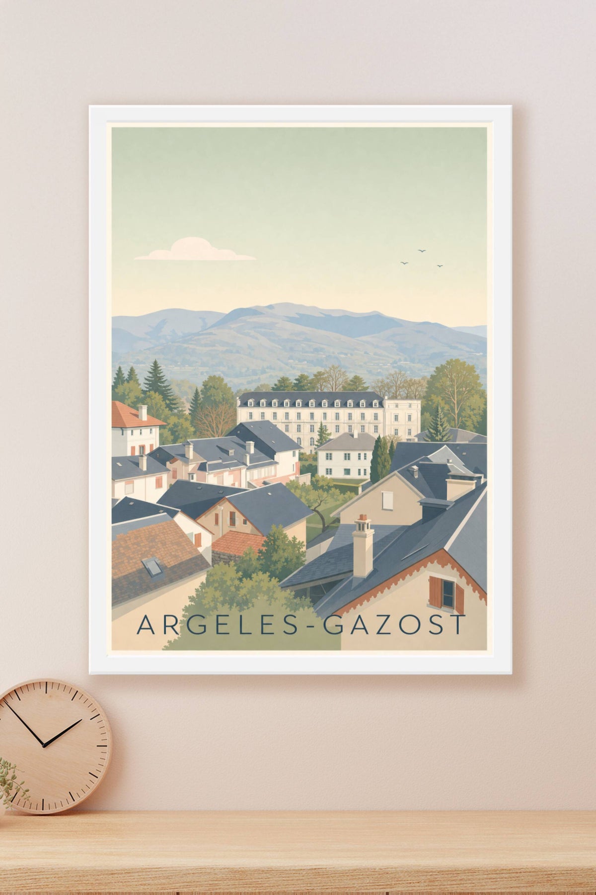 Affiche d'Argelès-Gazost, poster panorama Pyrénées