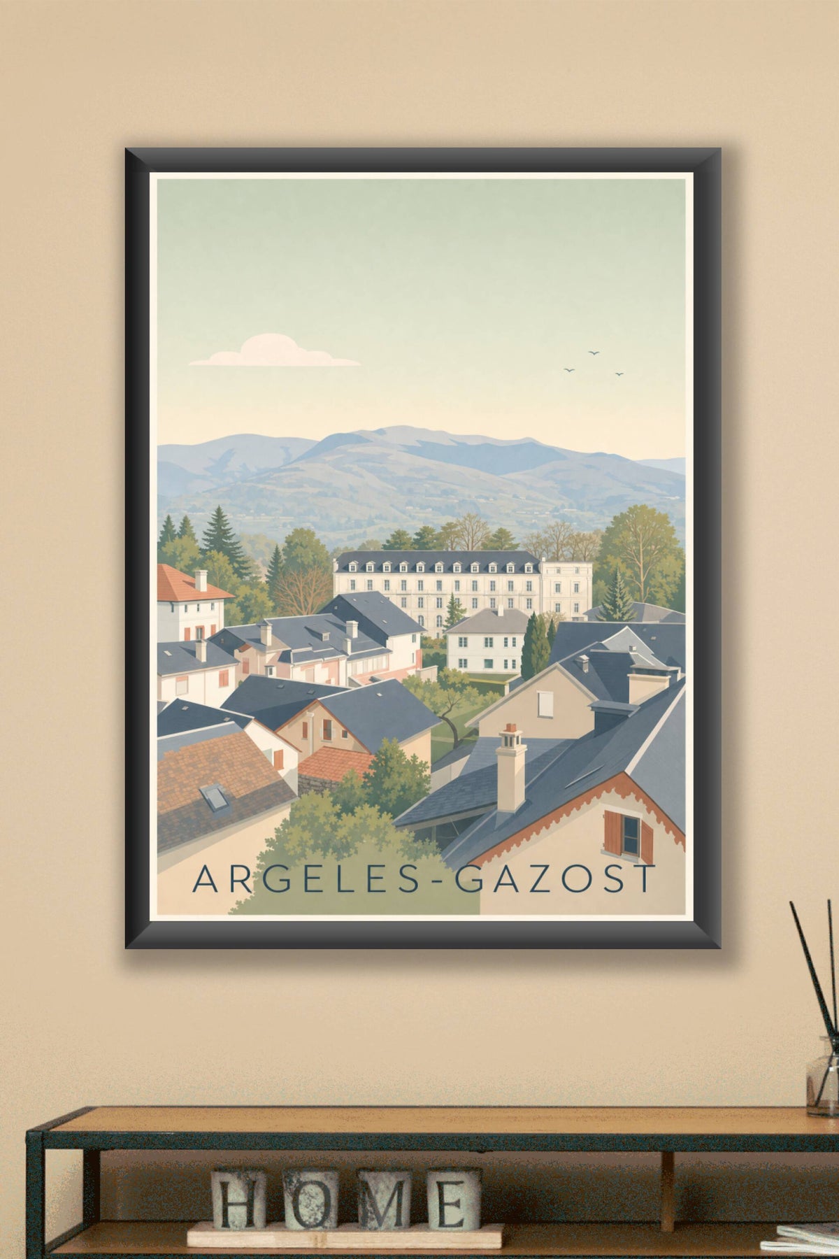 Affiche d'Argelès-Gazost, poster panorama Pyrénées