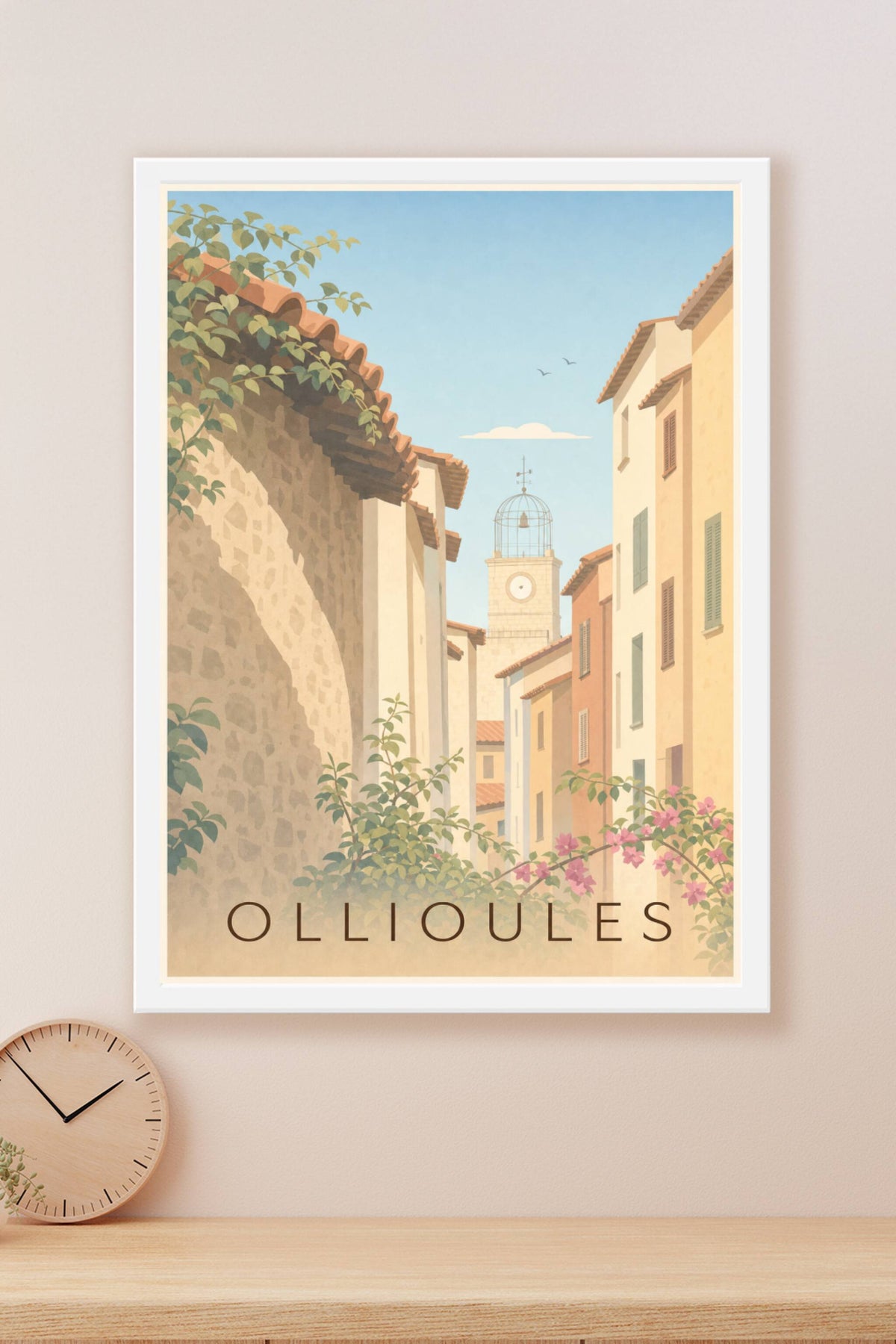 Affiche d'Ollioules, poster clocher provençal
