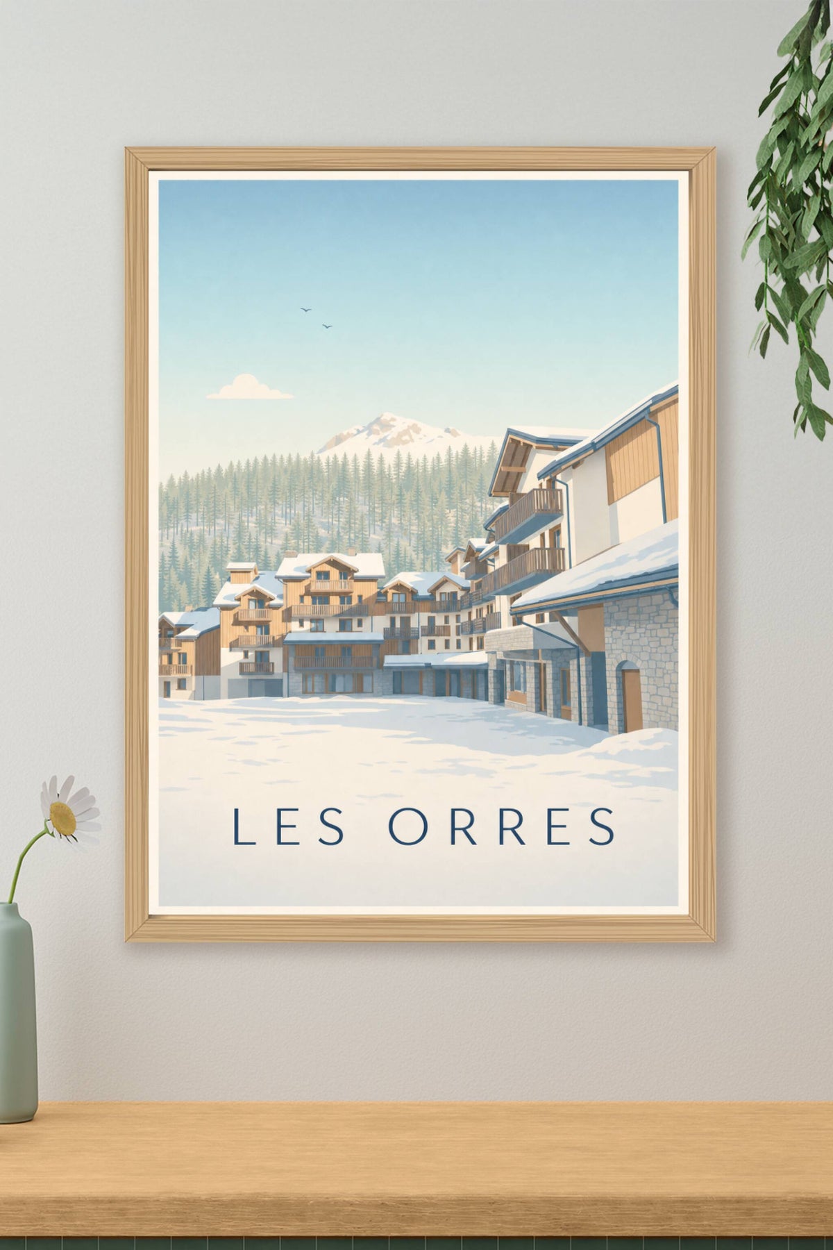 Affiche des Orres, poster chalets de montagne