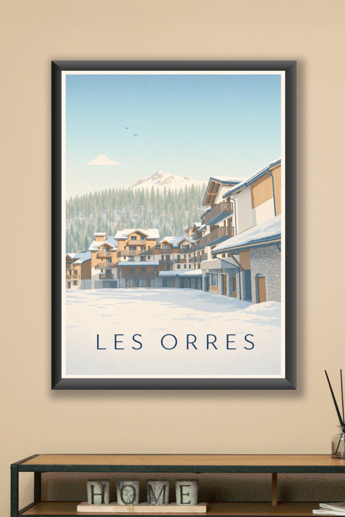 Affiche des Orres, poster chalets de montagne