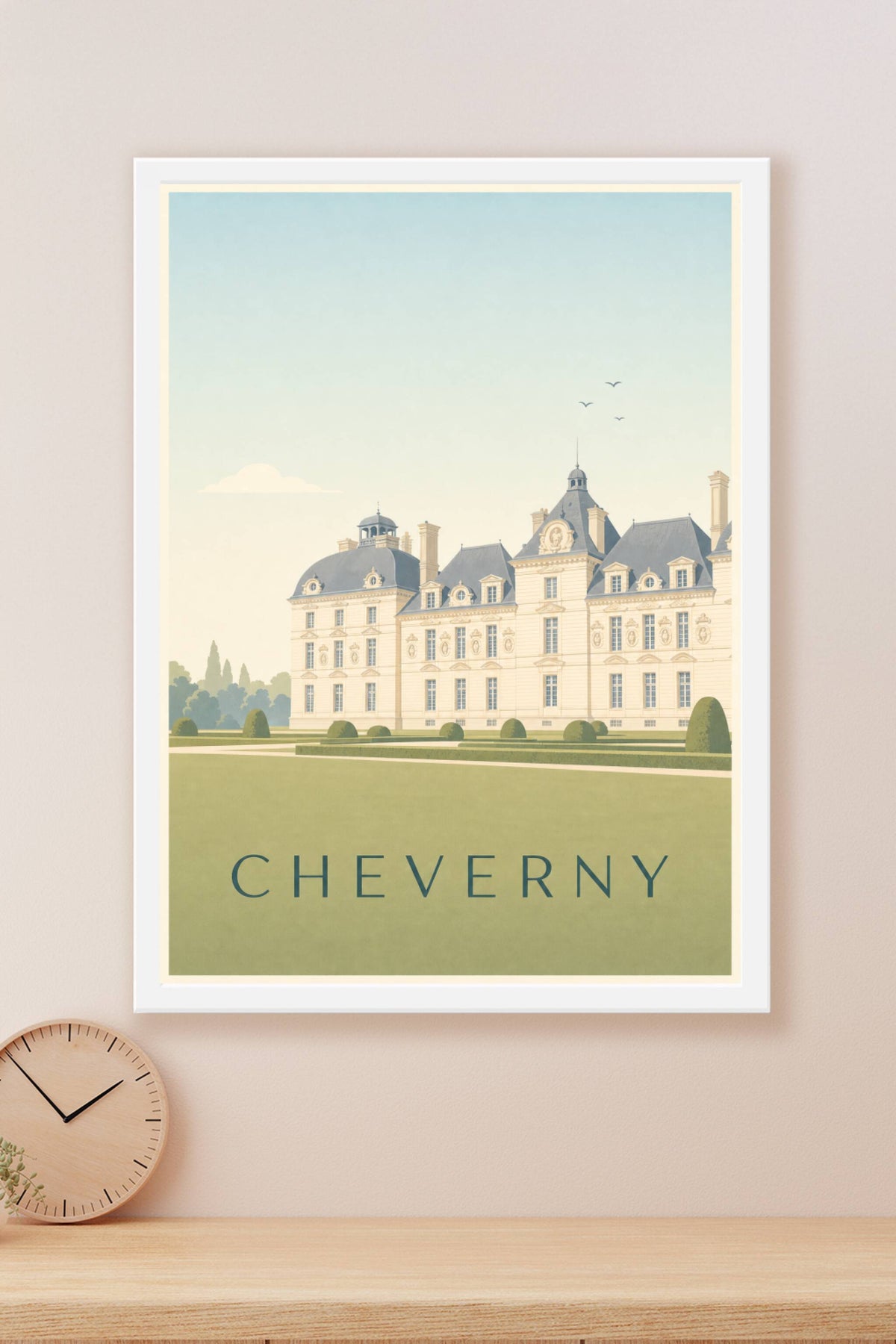 Affiche de Cheverny, poster façade classique blanche