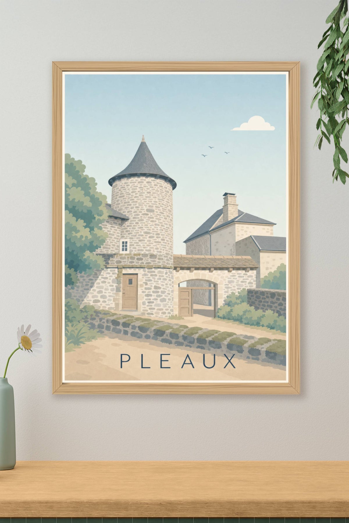 Affiche de Pleaux, poster tour médiévale