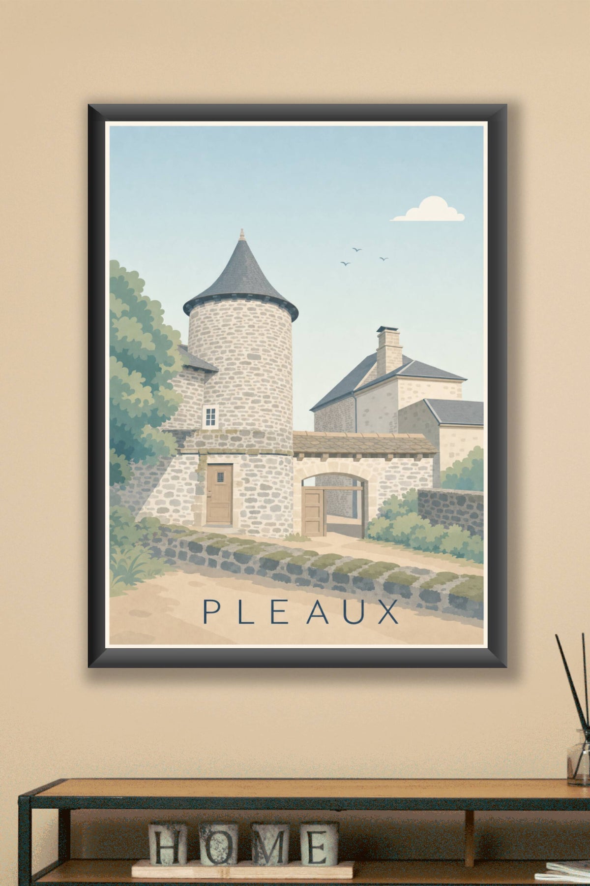 Affiche de Pleaux, poster tour médiévale