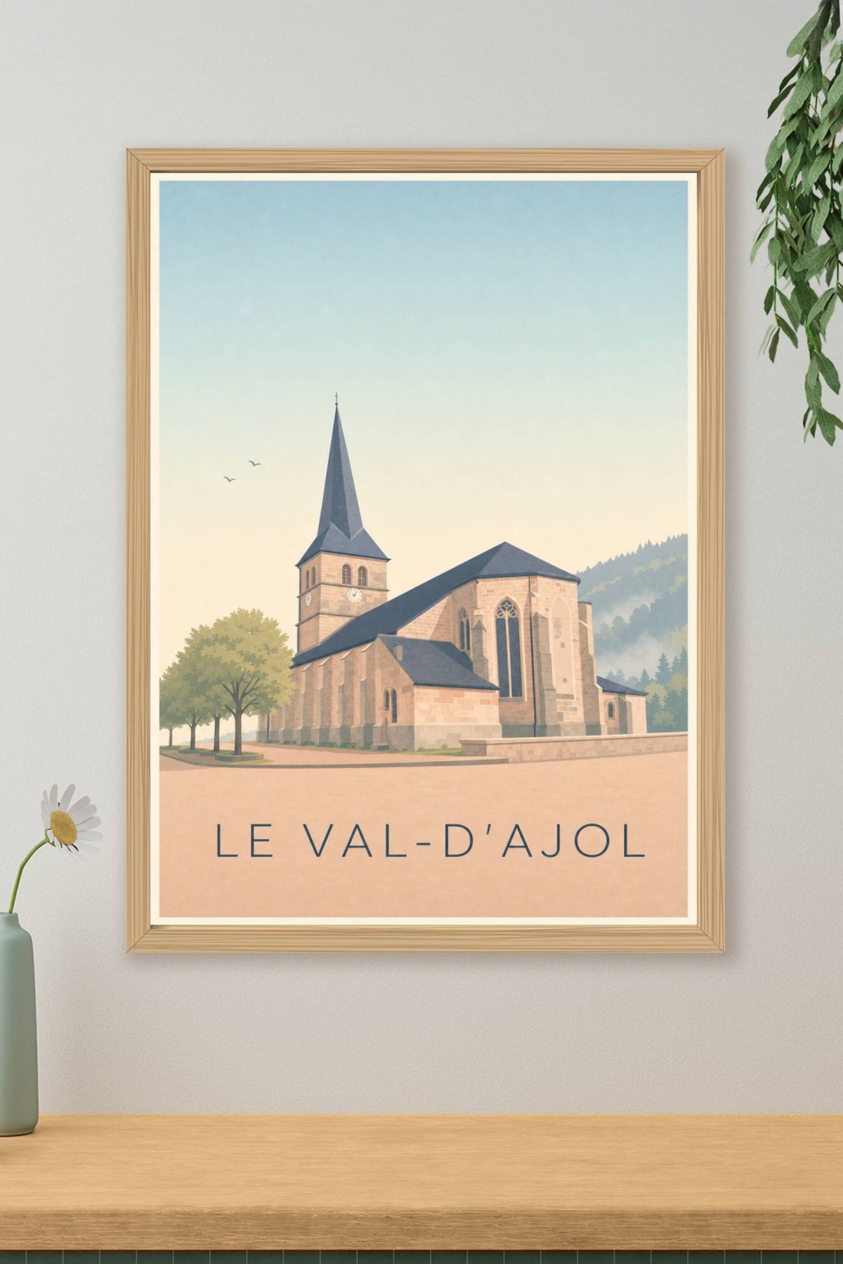 Affiche du Val-d'Ajol, poster église en grès