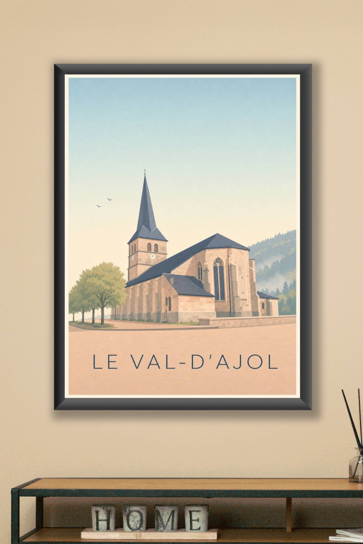 Affiche du Val-d'Ajol, poster église en grès