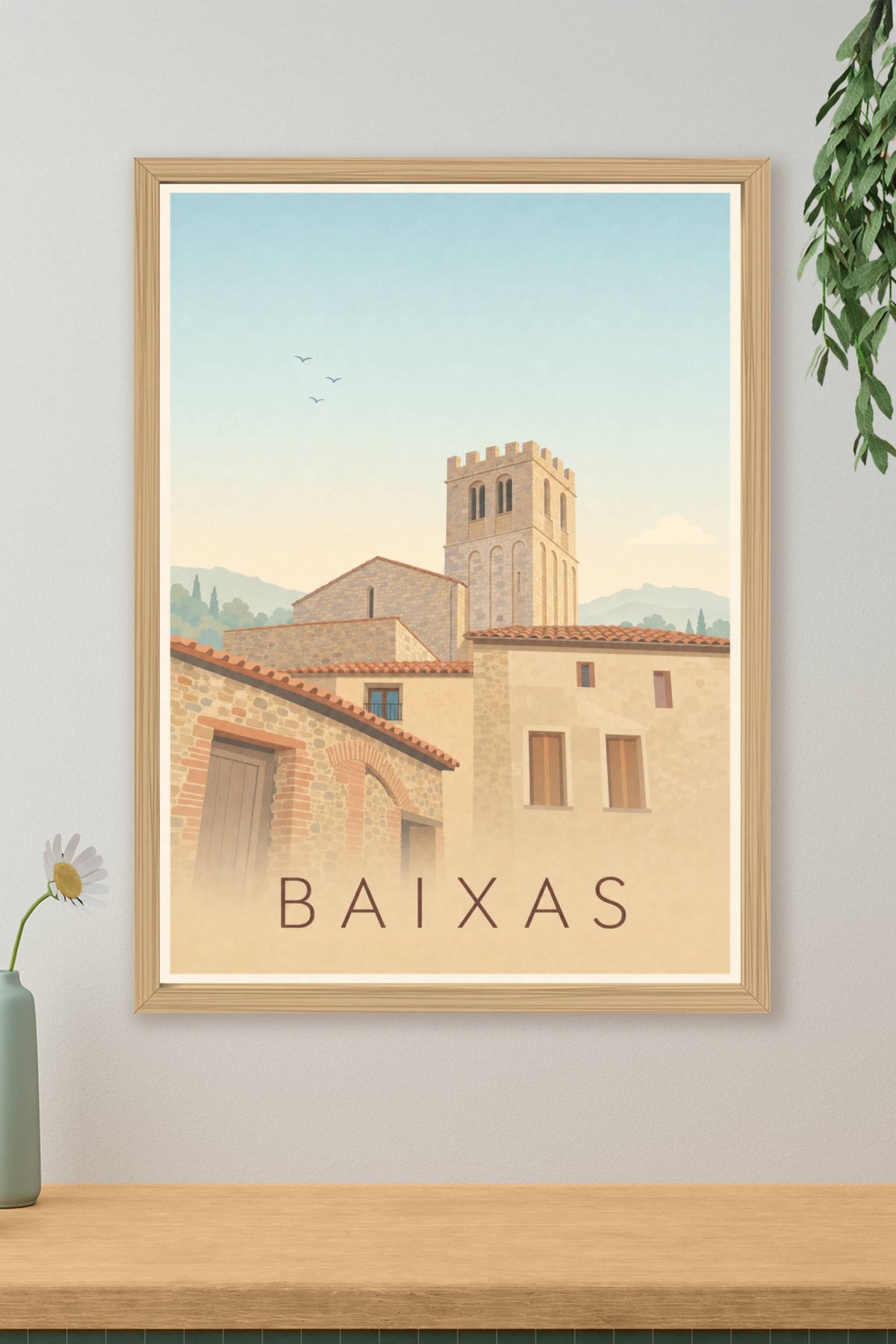 Poster de Baixas, affiche clocher roman