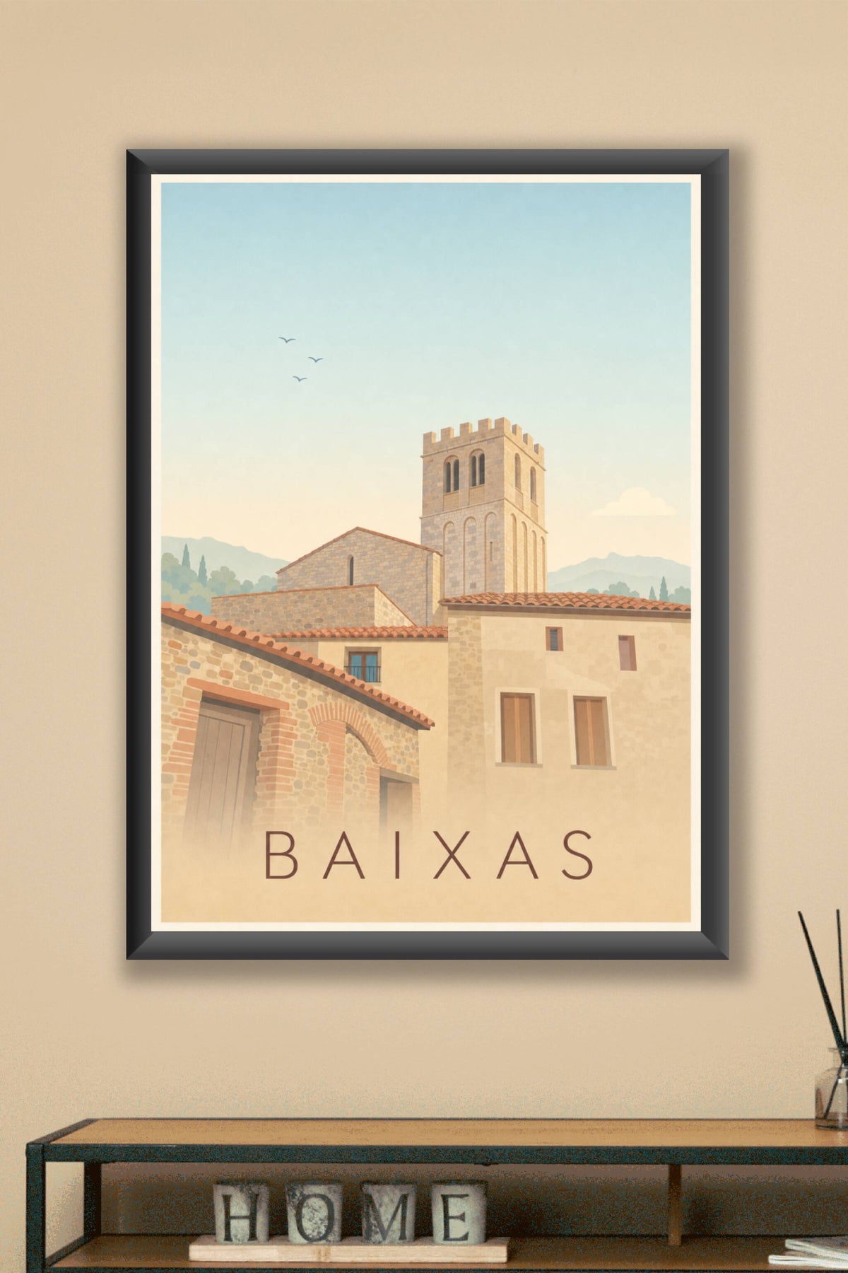 Poster de Baixas, affiche clocher roman