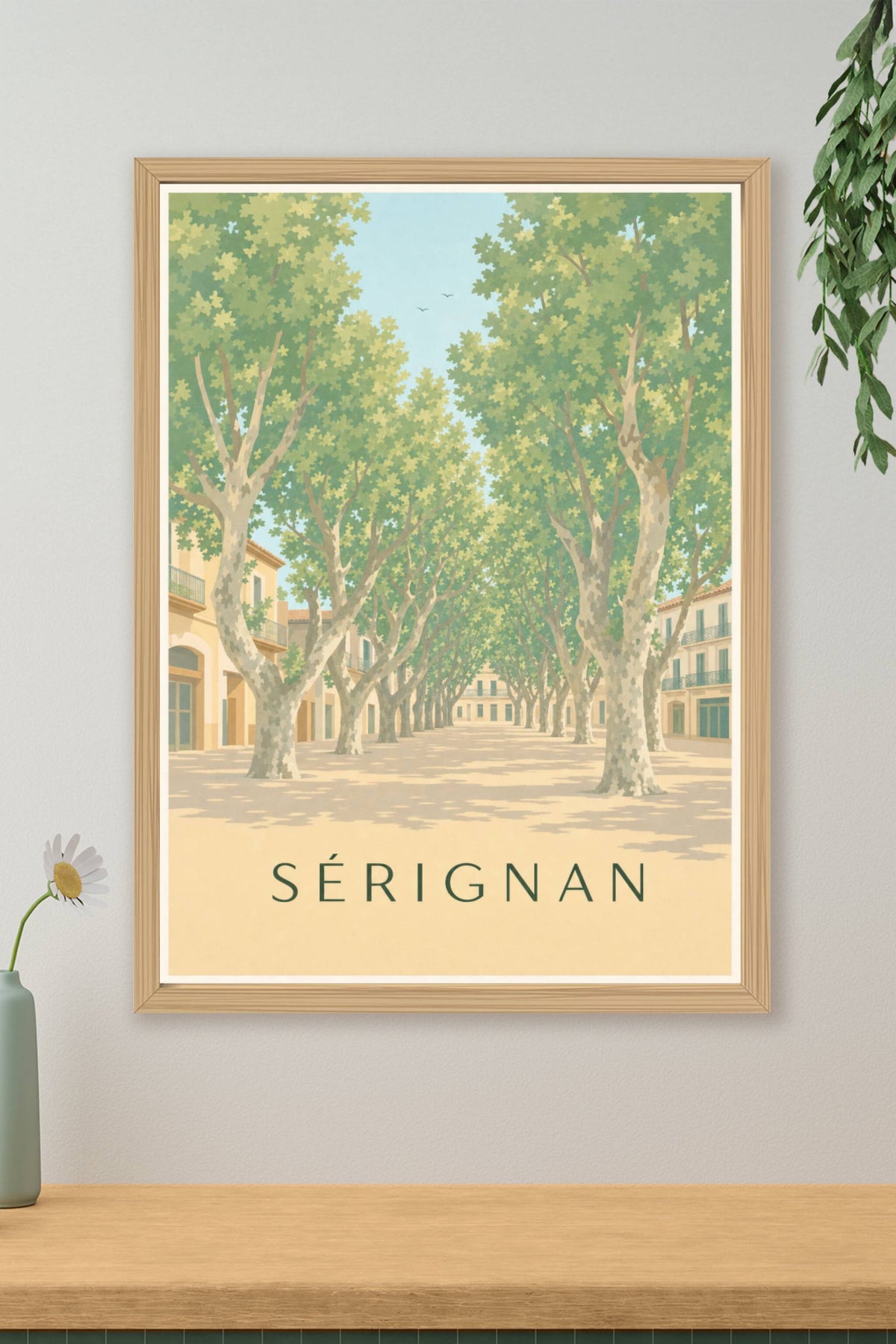 Affiche Sérignan, poster village de l'Hérault
