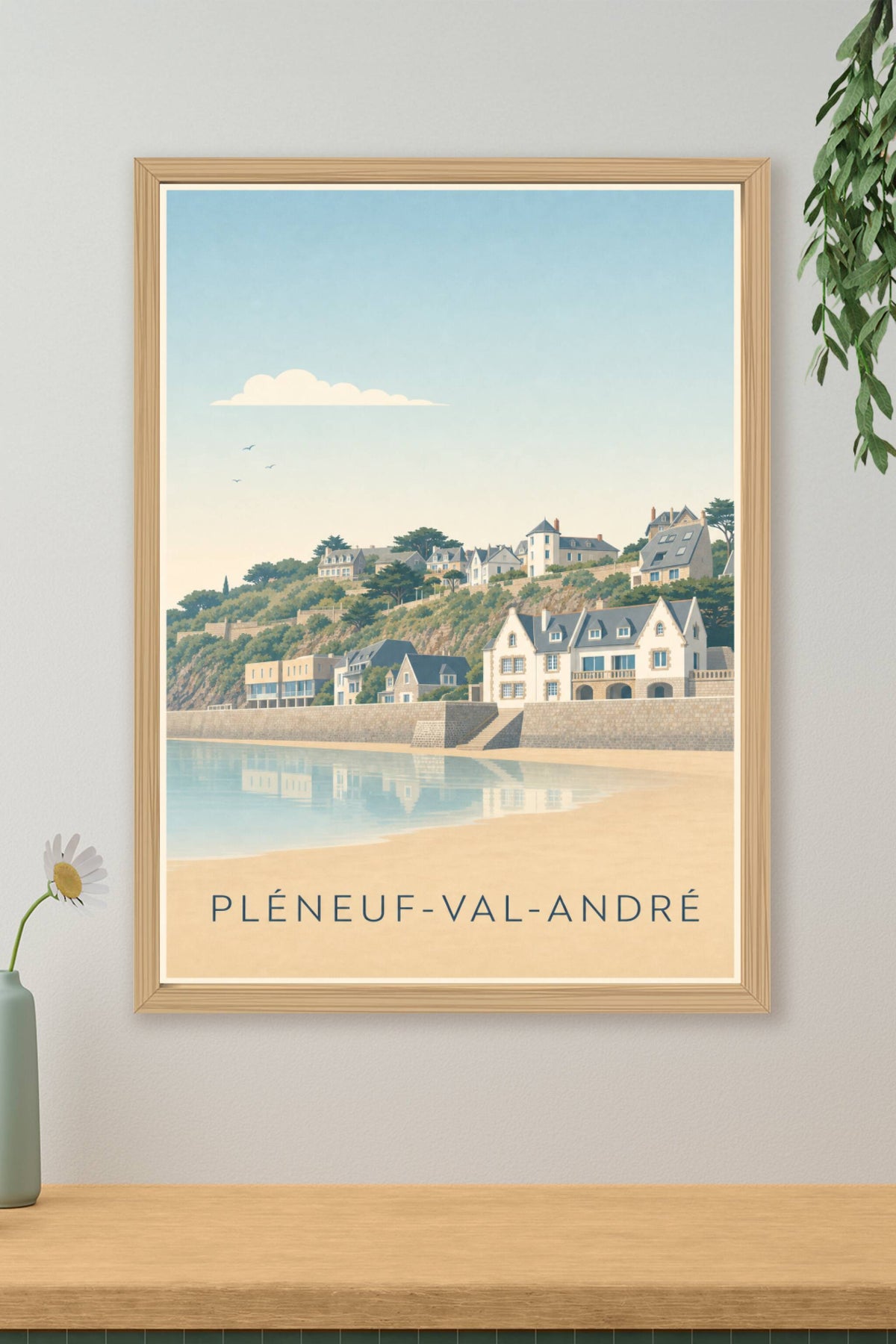 Affiche de Pléneuf-Val-André, poster villas bretonnes