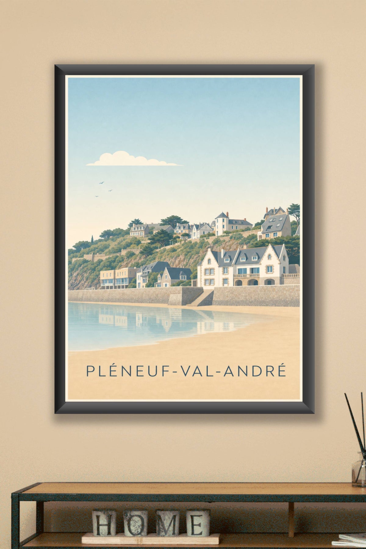 Affiche de Pléneuf-Val-André, poster villas bretonnes