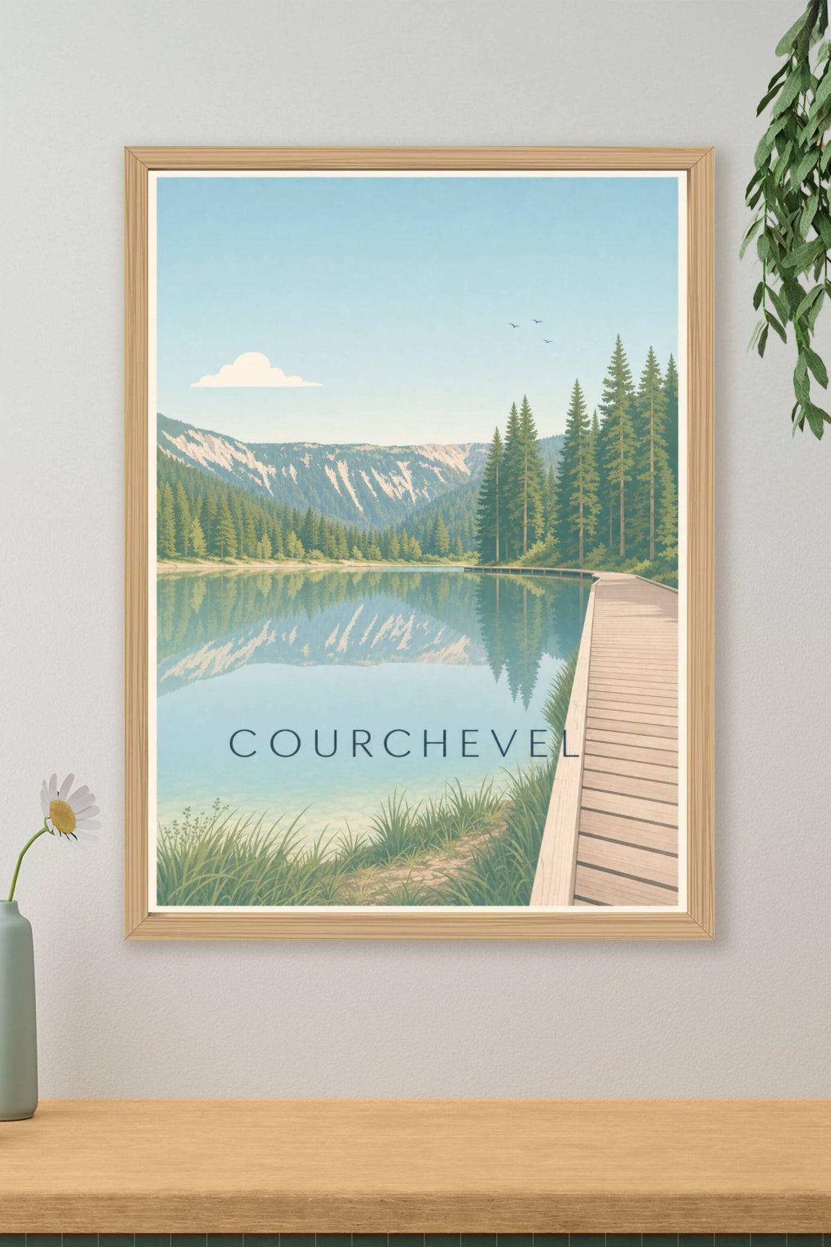 Affiche de Courchevel, poster lac et sapins