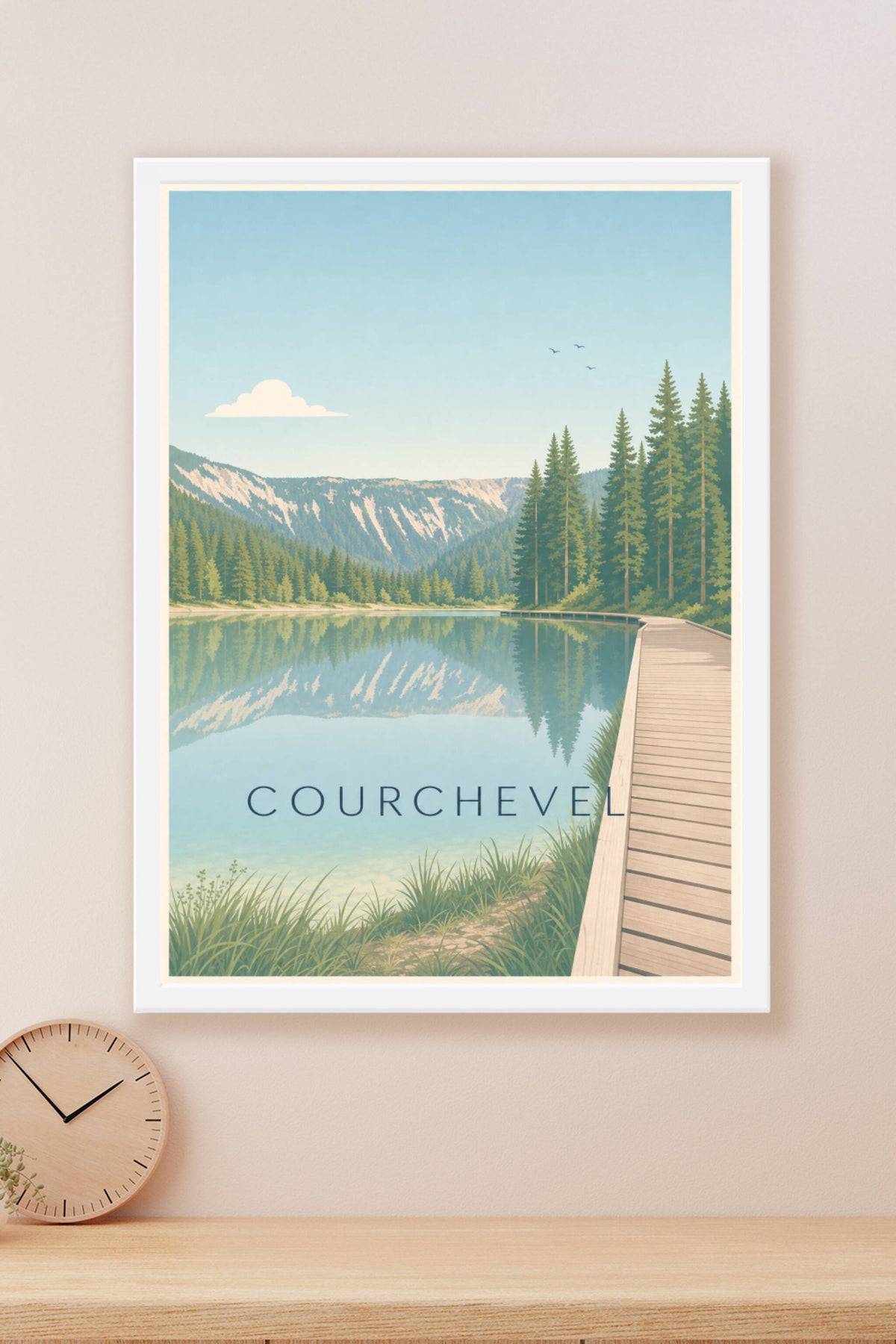 Affiche de Courchevel, poster lac et sapins