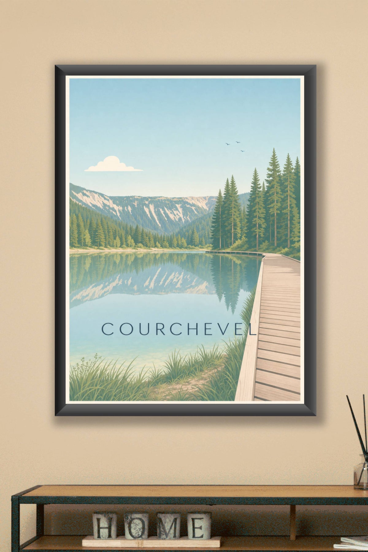 Affiche de Courchevel, poster lac et sapins