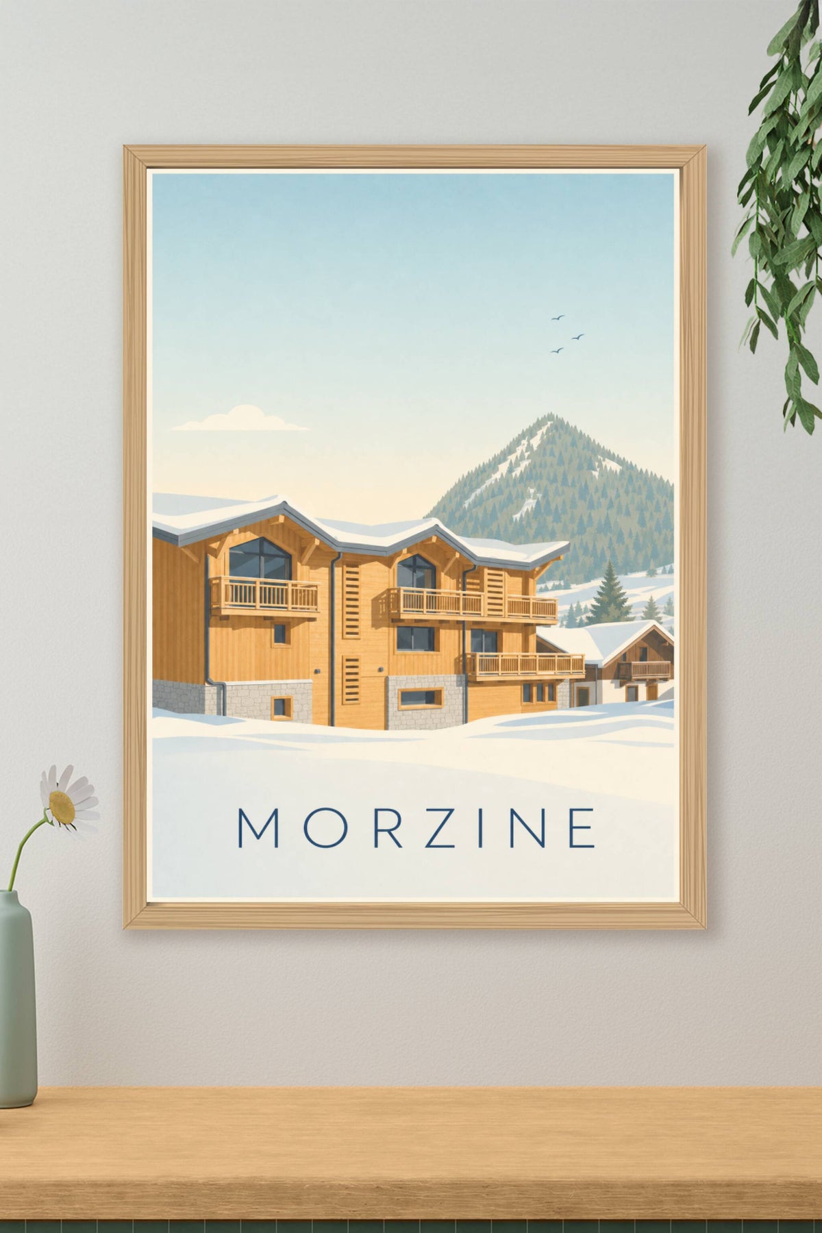 Affiche de Morzine, poster chalet de montagne