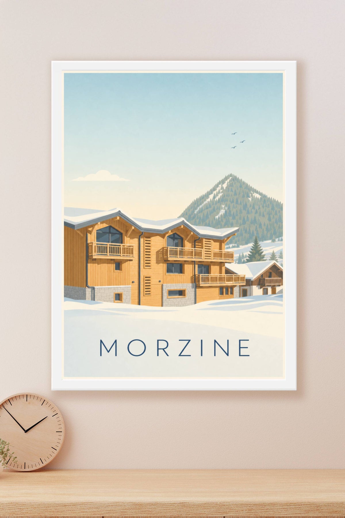 Affiche de Morzine, poster chalet de montagne
