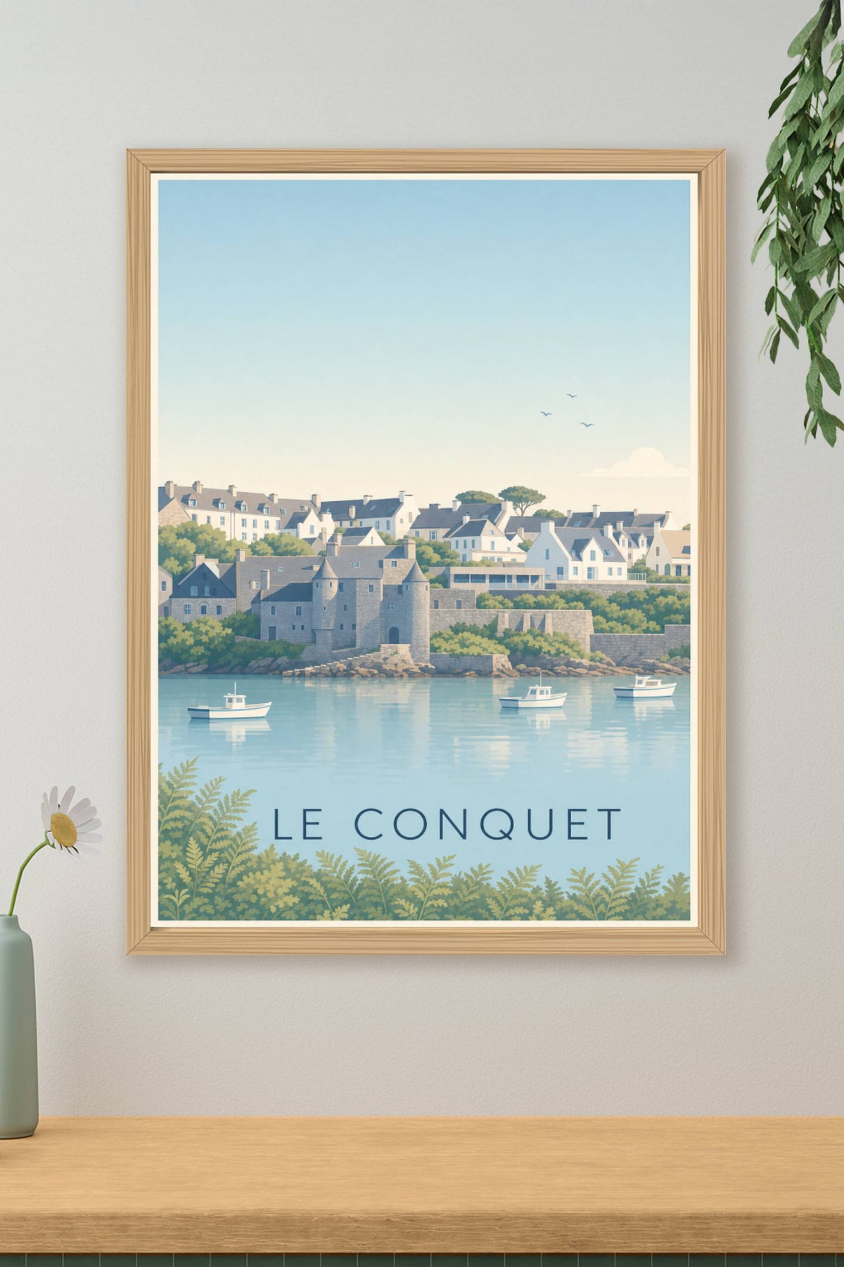 Affiche Le Conquet, poster maison en pierre