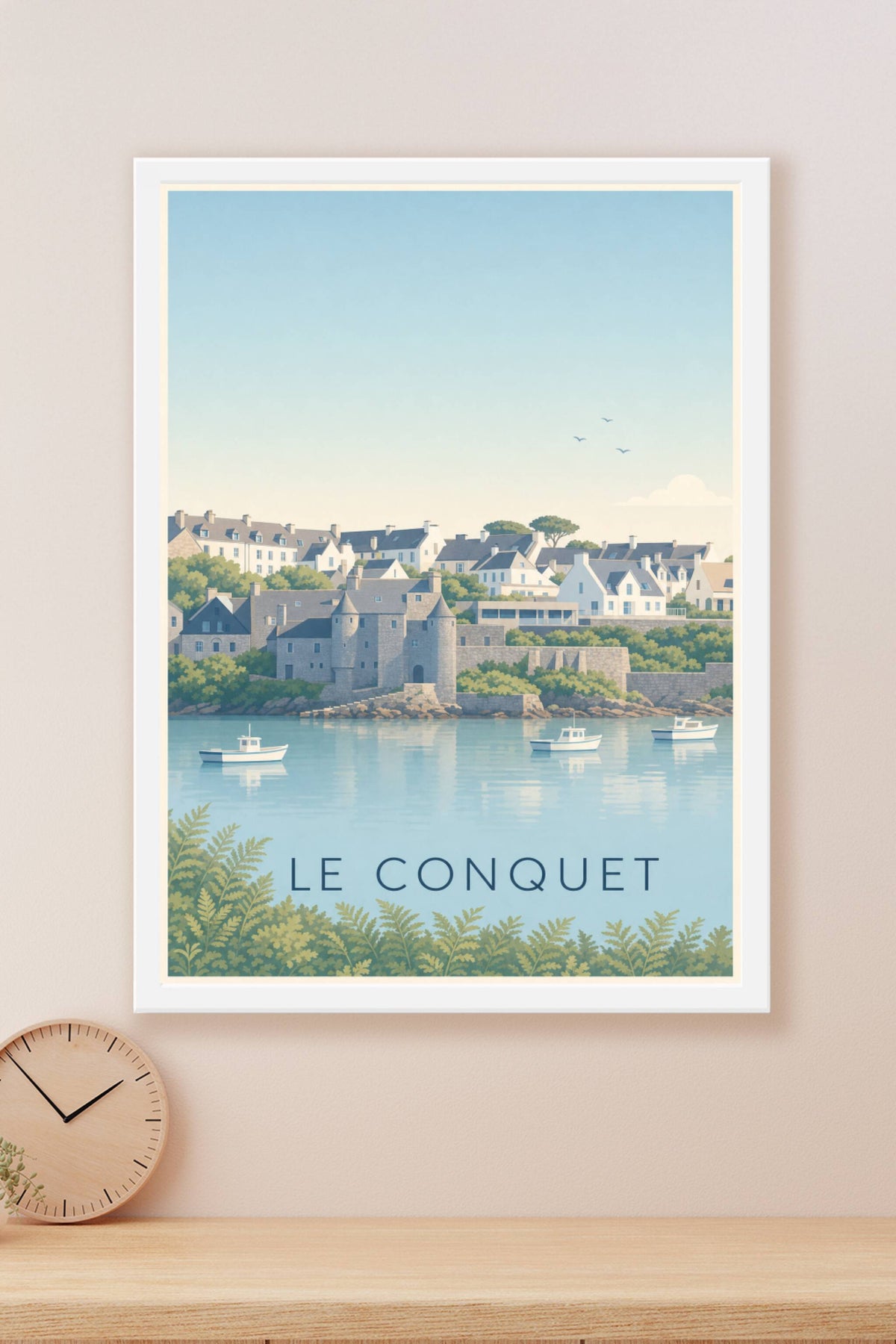 Affiche Le Conquet, poster maison en pierre