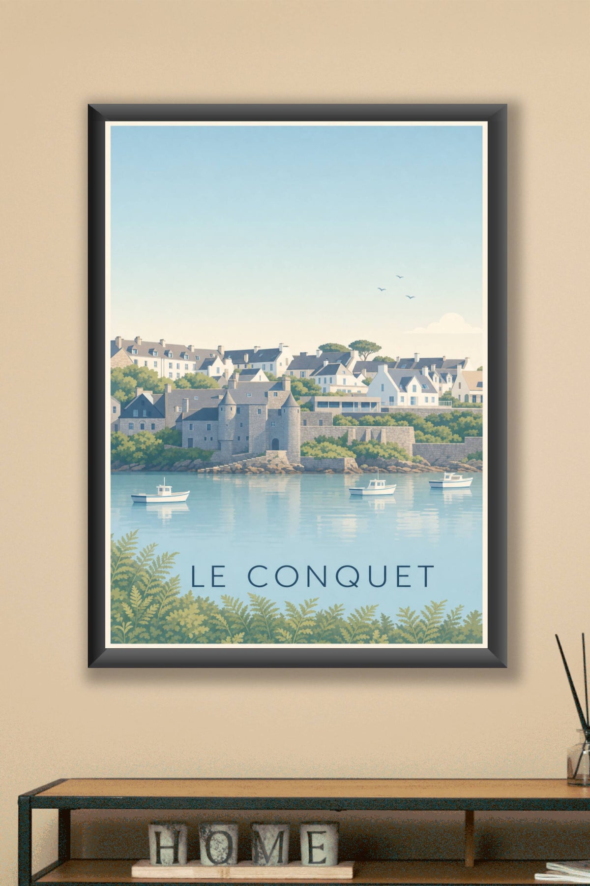 Affiche Le Conquet, poster maison en pierre