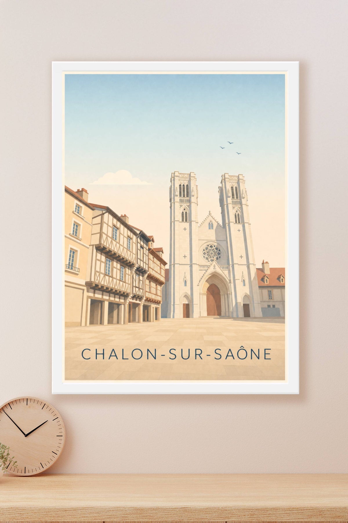 Affiche de Chalon-sur-Saône, poster maisons à pans de bois